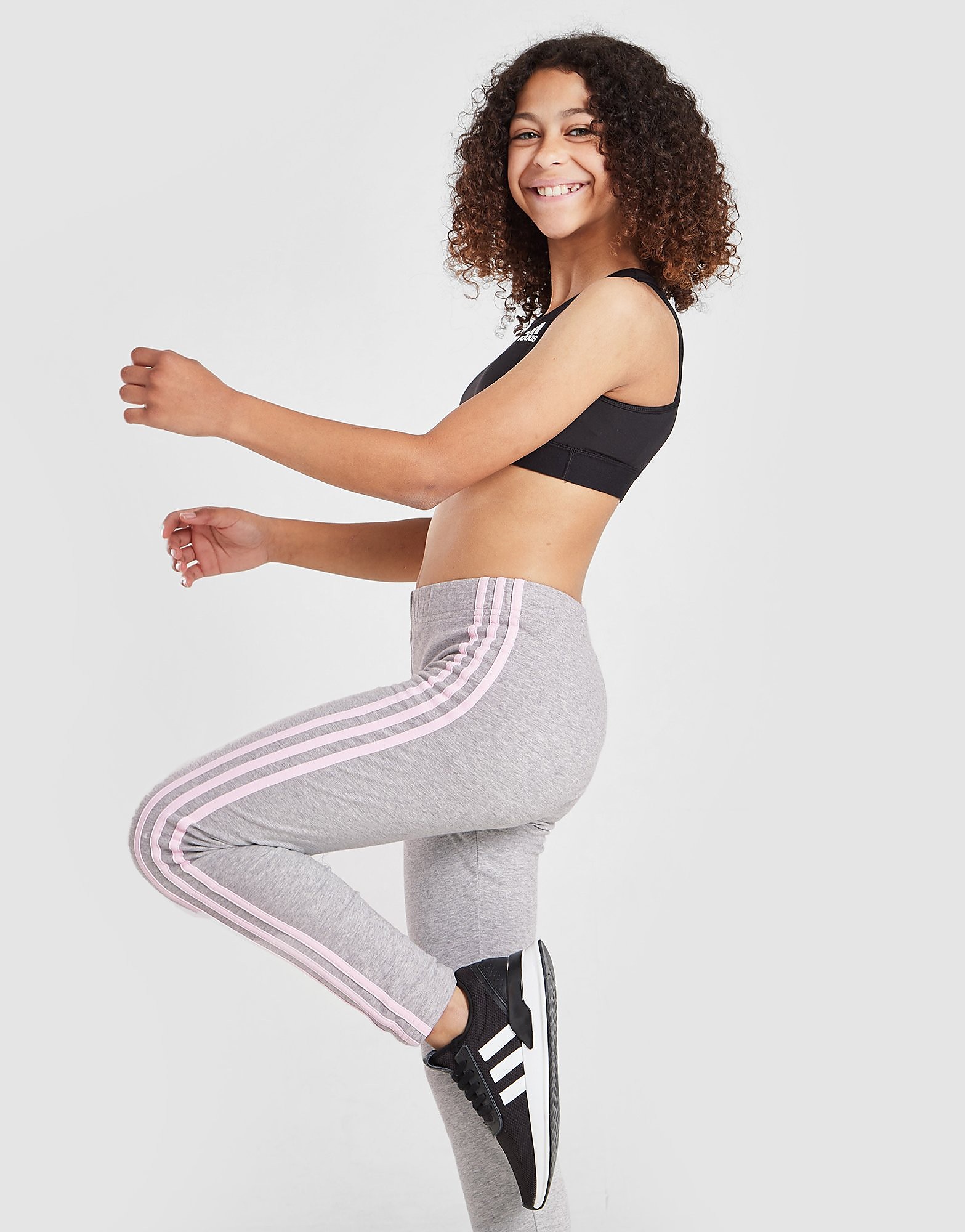 

adidas Girls' Badge Of Sport 3-Stripes Leggings Junior - Grey - Kids, Grey