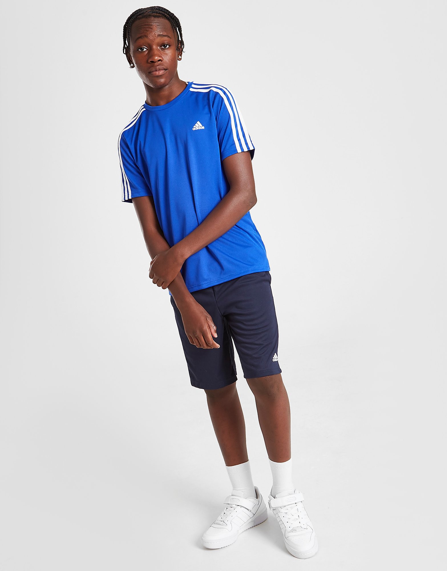 

adidas Badge of Sport T-Shirt/Shorts Set Junior - Bold Blue / White/Black - Kids, Bold Blue / White/Black