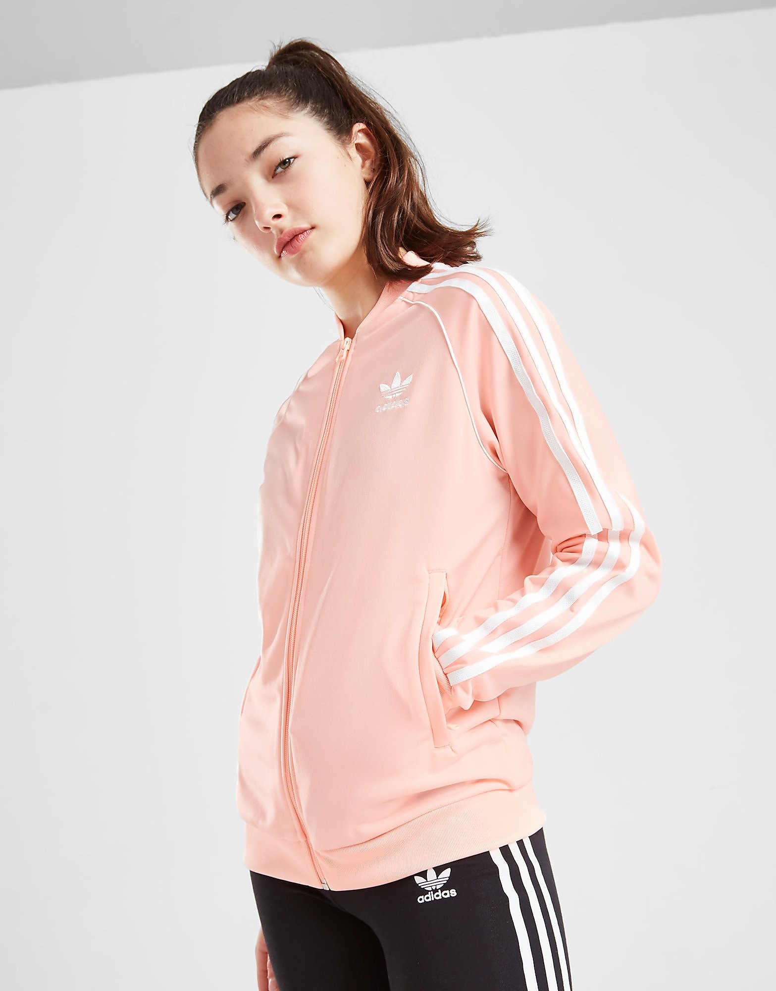 

adidas Originals Girls' Superstar Track Top Junior - Haze Coral / White - Kids, Haze Coral / White