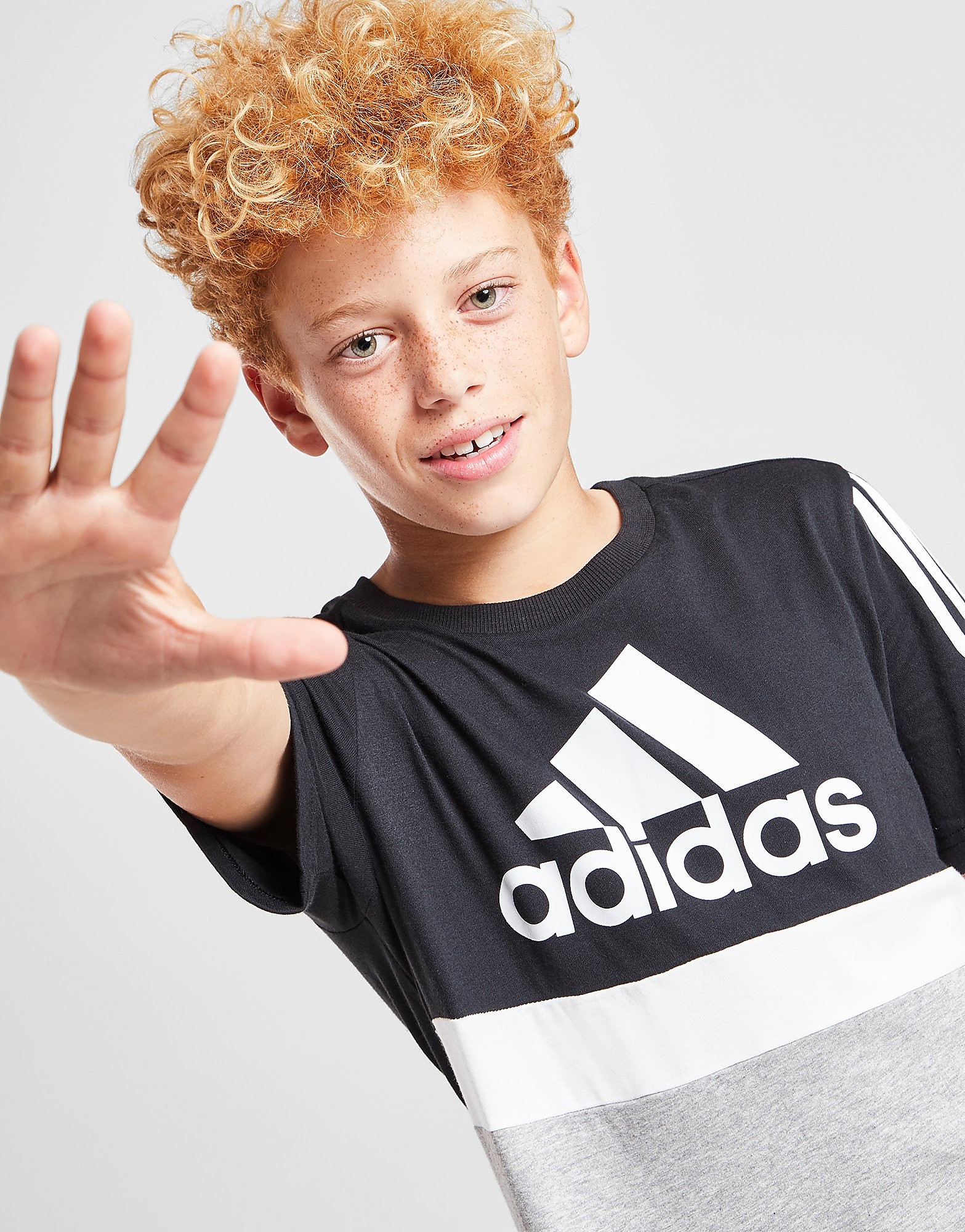 

adidas Badge of Sport Colour Block T-Shirt Junior - Black/Grey - Kids, Black/Grey