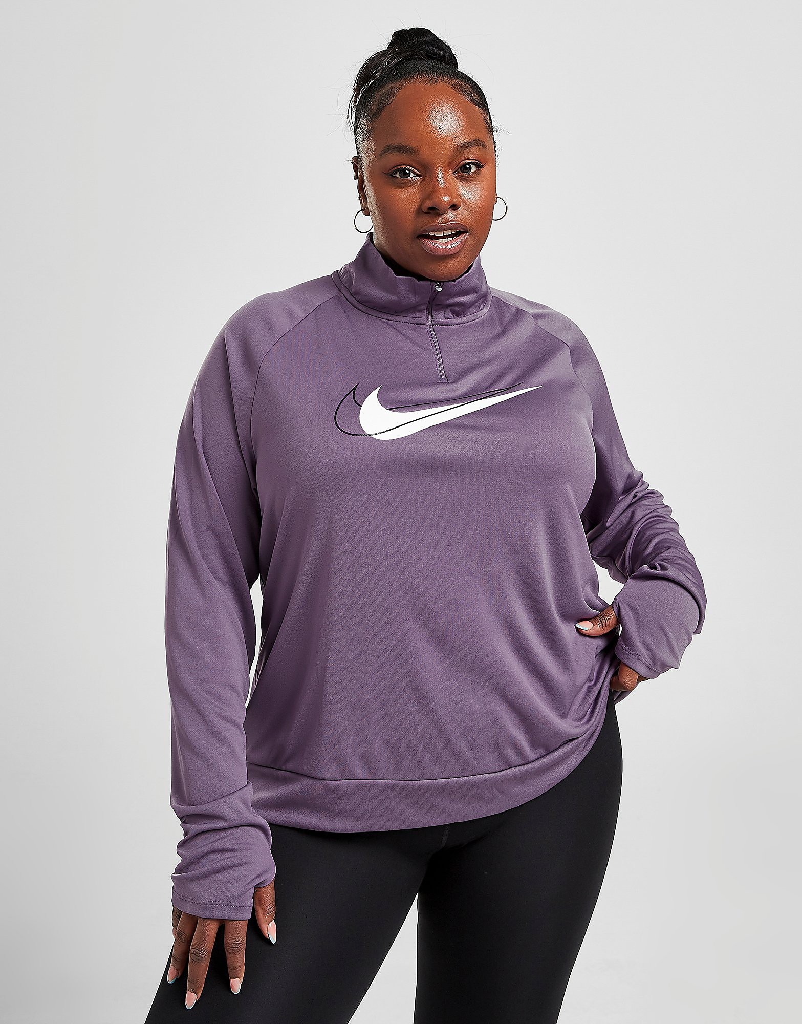 

Nike Plus Size Double Swoosh 1/4 Zip Track Top - Amethyst Smoke/White - Womens, Amethyst Smoke/White