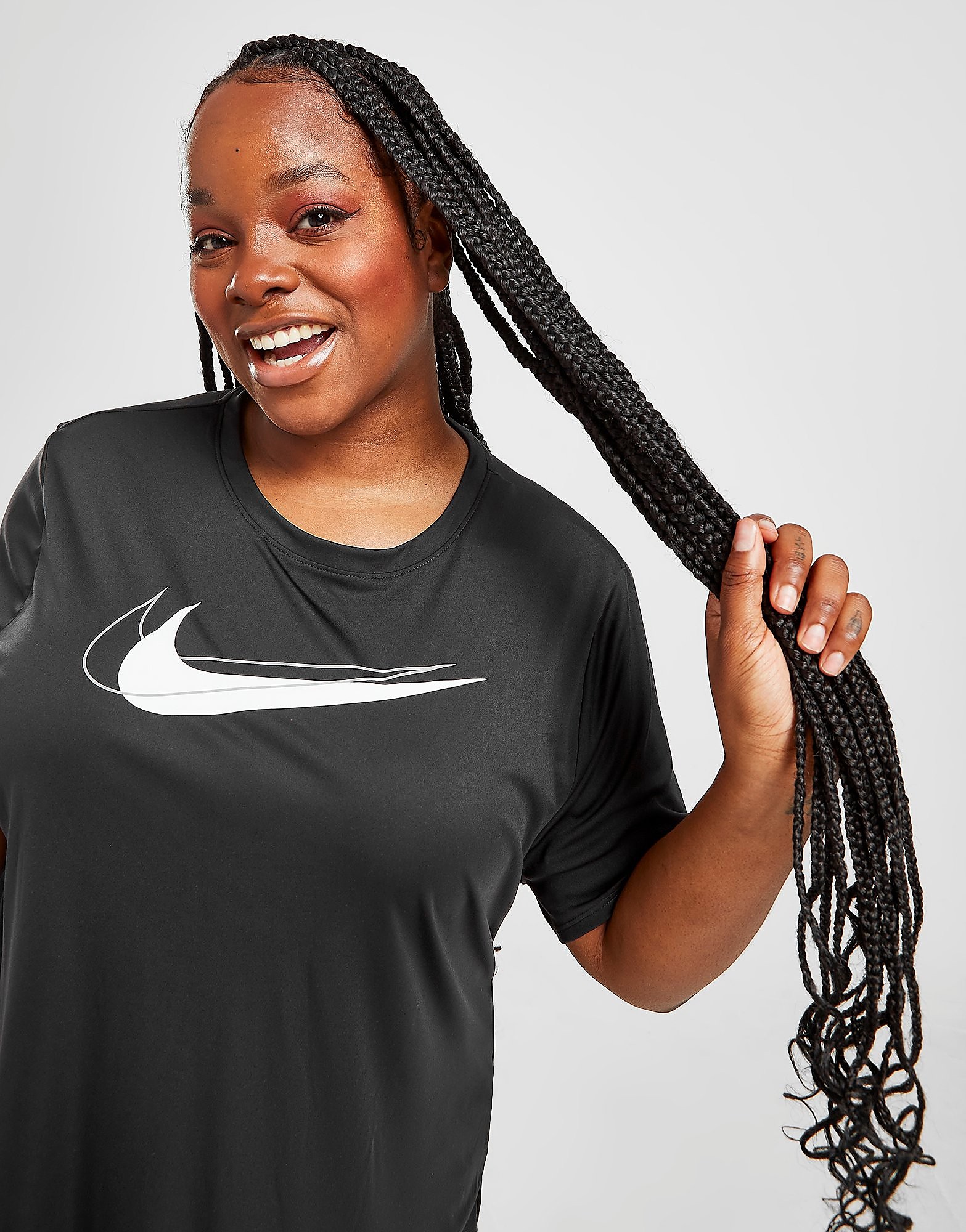 

Nike Plus Size Double Swoosh Running T-Shirt - Black/White - Womens, Black/White
