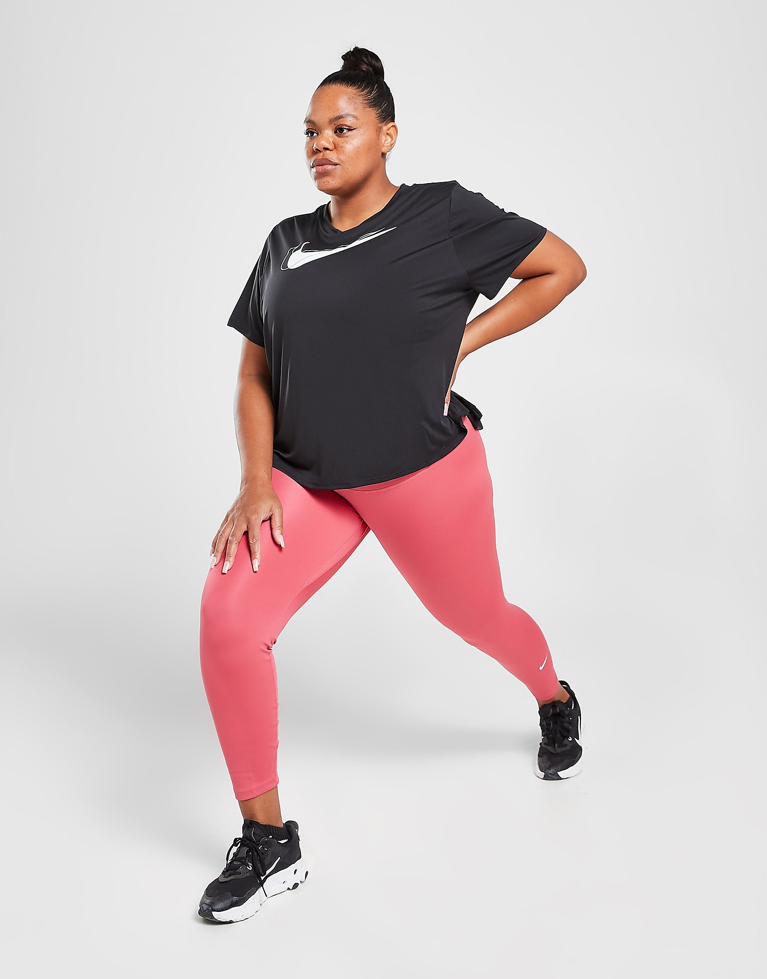 

Nike Plus Size Double Swoosh Running T-Shirt - Particle Grey/White - Womens, Particle Grey/White