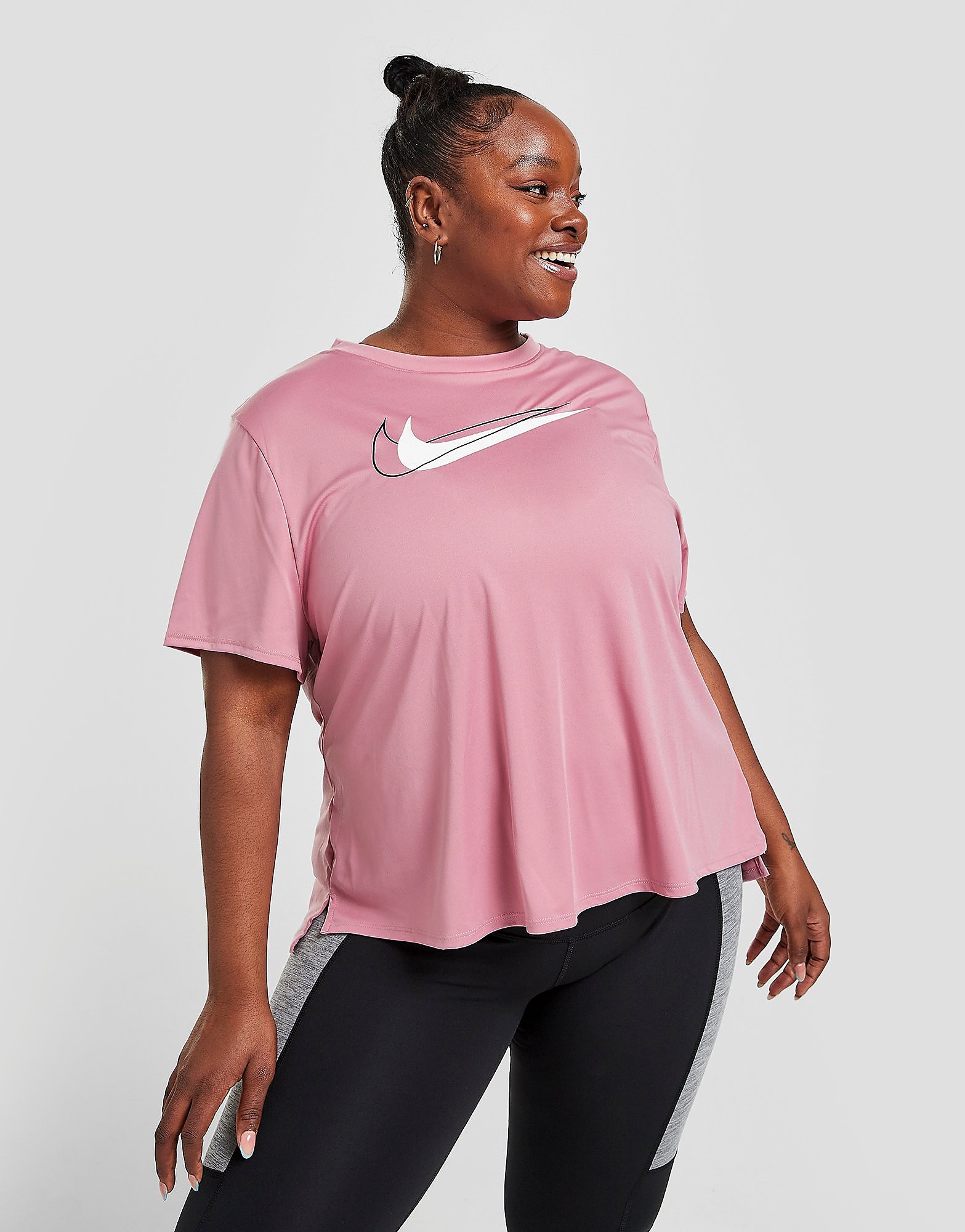 

Nike Plus Size Double Swoosh Running T-Shirt - Elemental Pink/White - Womens, Elemental Pink/White