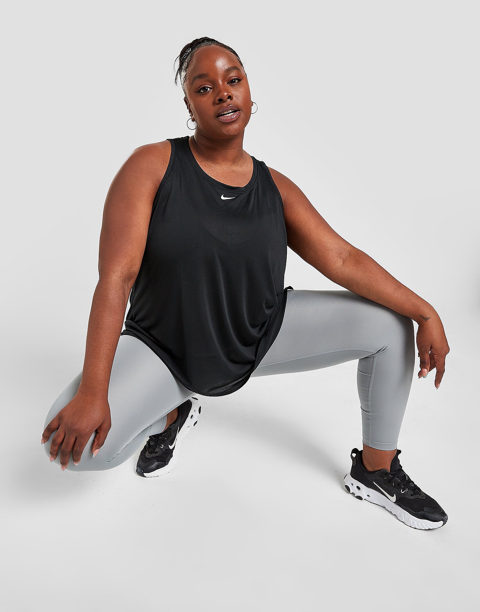 

Nike Training One Plus Size Core Tank Top - Black/White - Womens, Black/White