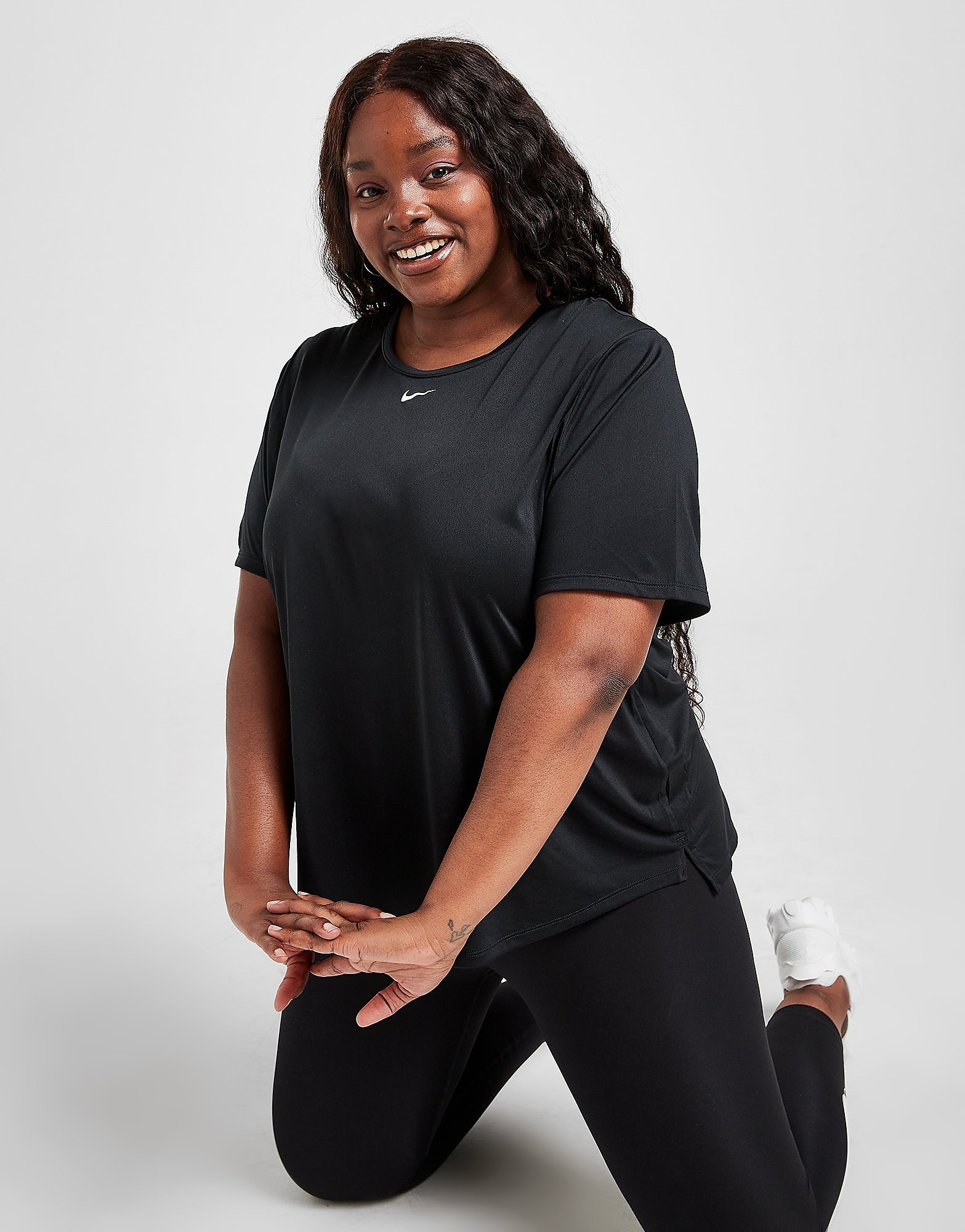 

Nike One Core Plus Size T-Shirt - Black/White - Womens, Black/White