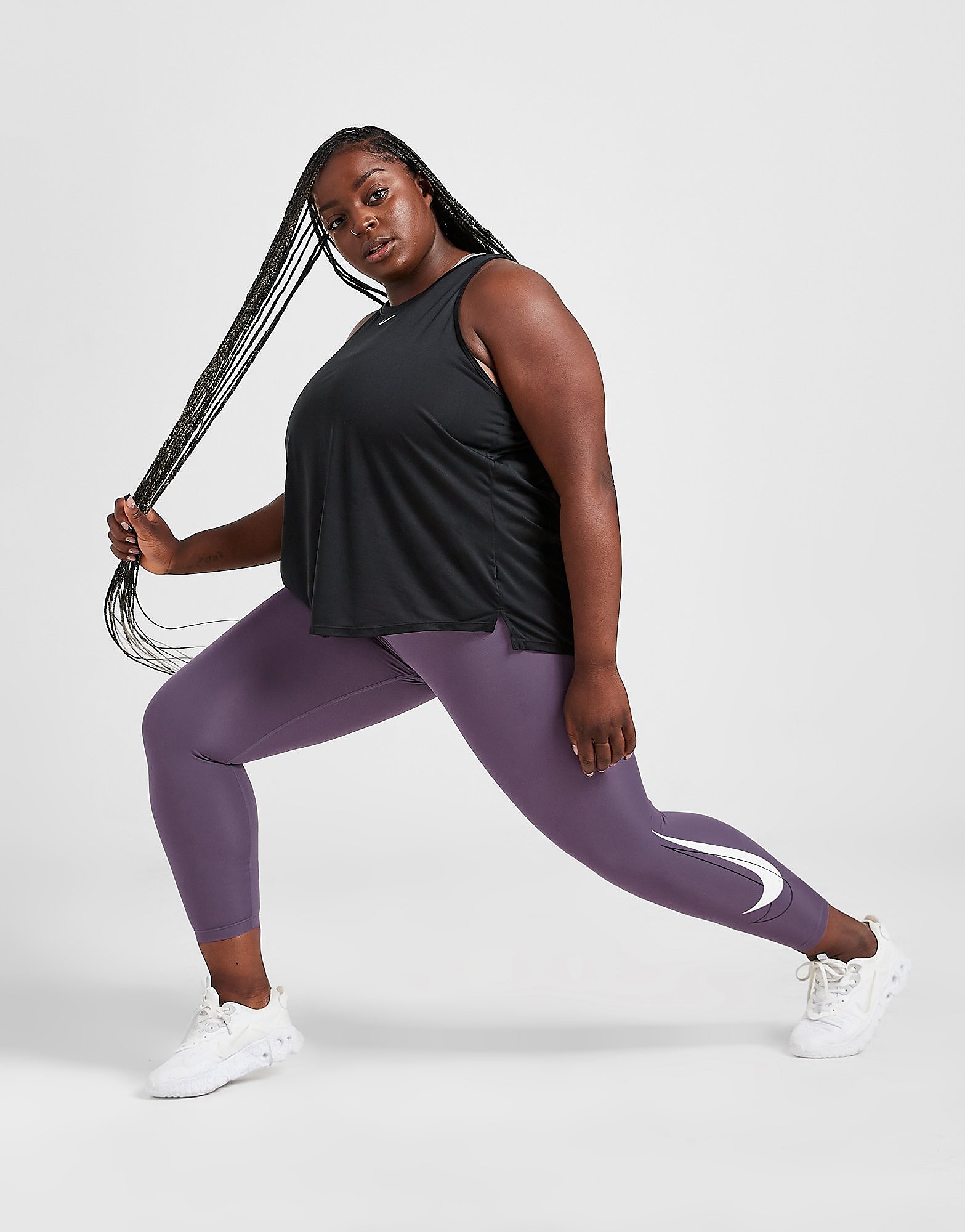 

Nike Double Swoosh Plus Size Running Tights - Amethyst Smoke/White - Womens, Amethyst Smoke/White