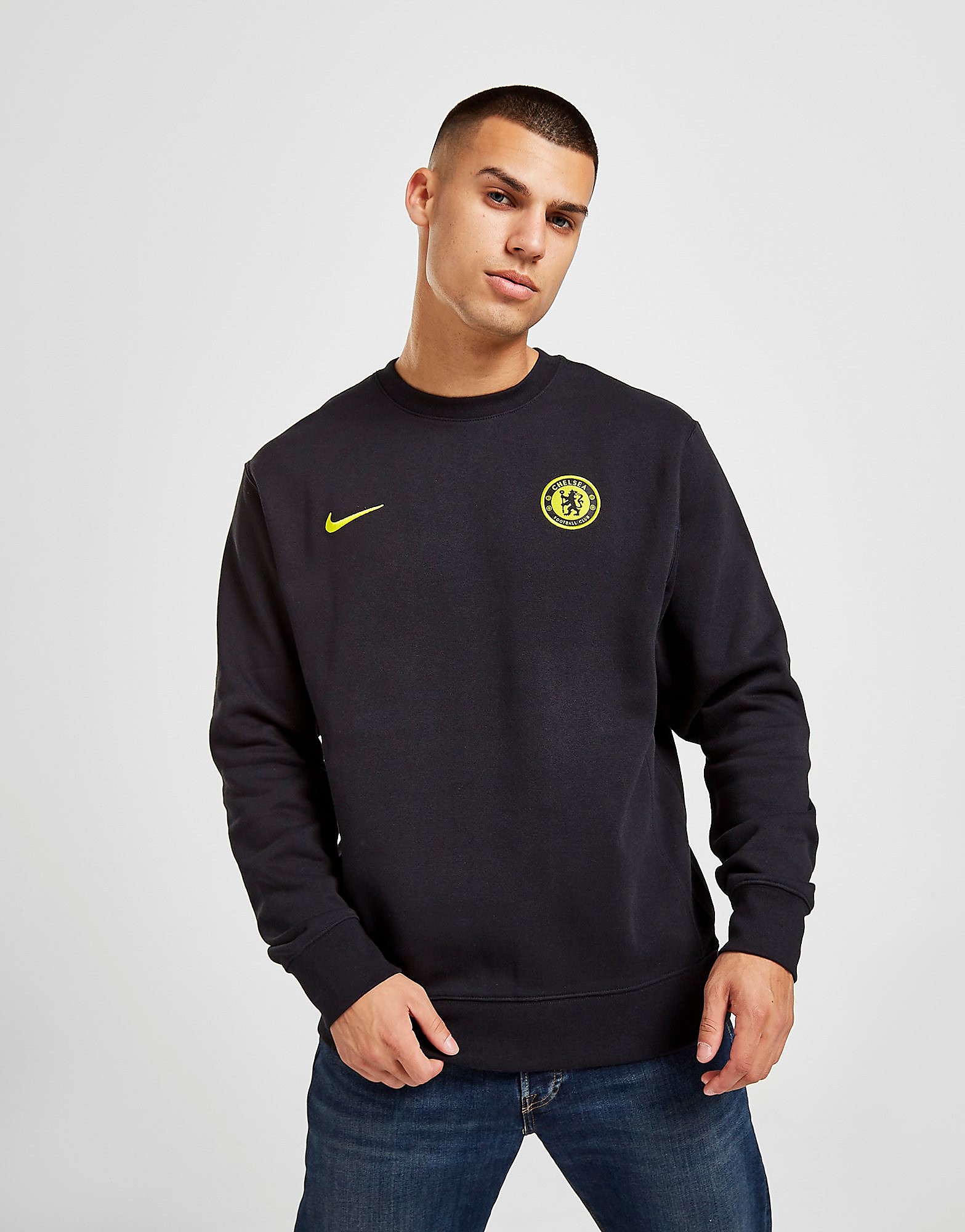 

Nike Chelsea FC Fleece Crew Sweatshirt - Black/Opti Yellow - Mens, Black/Opti Yellow