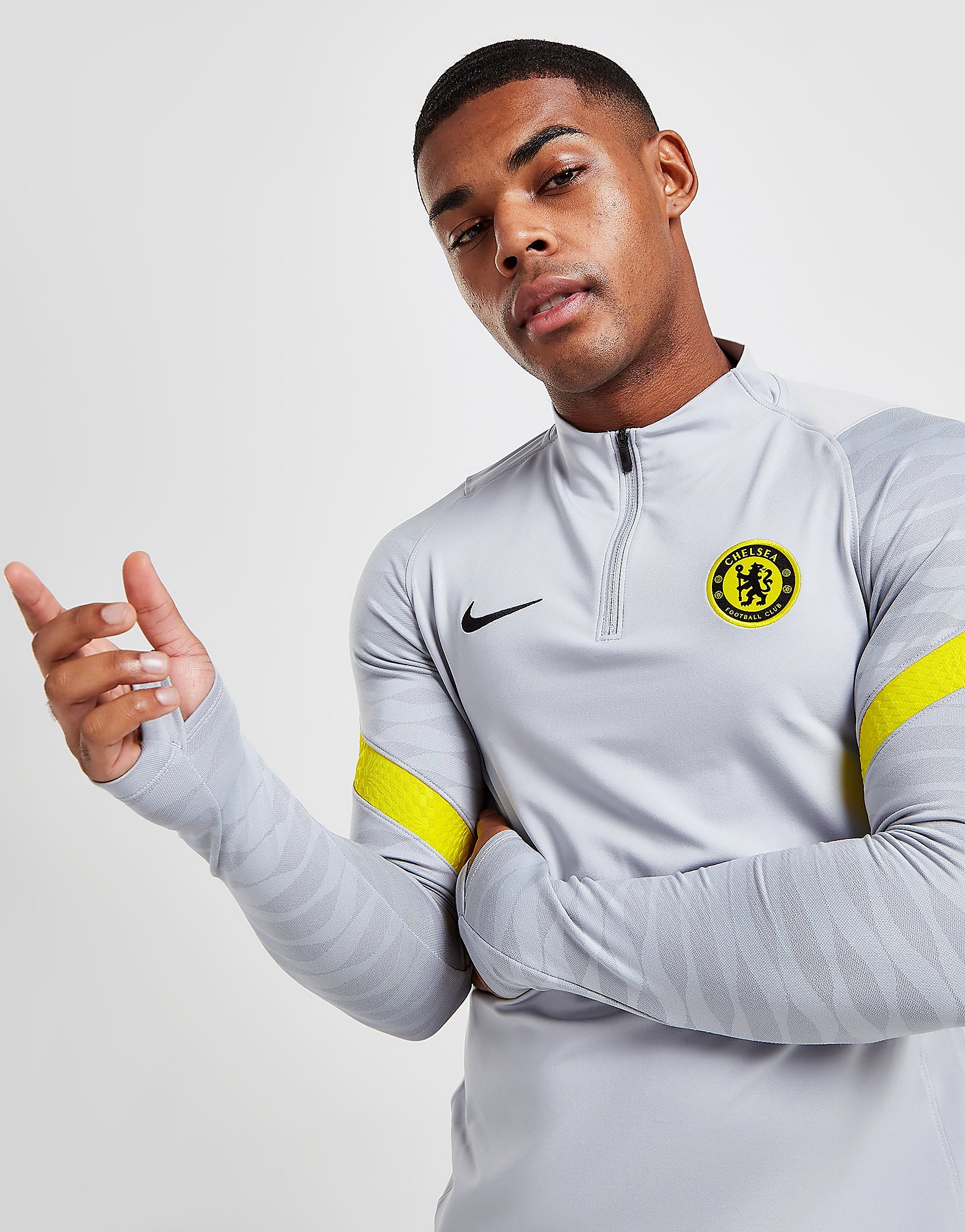 

Nike Chelsea FC Strike Drill Top - Wolf Grey/Opti Yellow/Black - Mens, Wolf Grey/Opti Yellow/Black