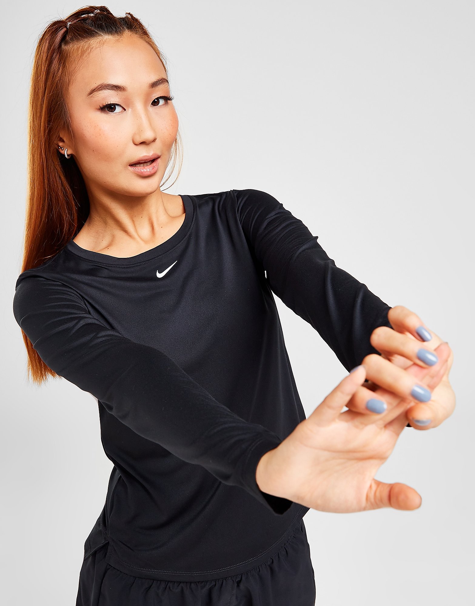 

Nike Training One Long Sleeve Top - Black/White - Womens, Black/White
