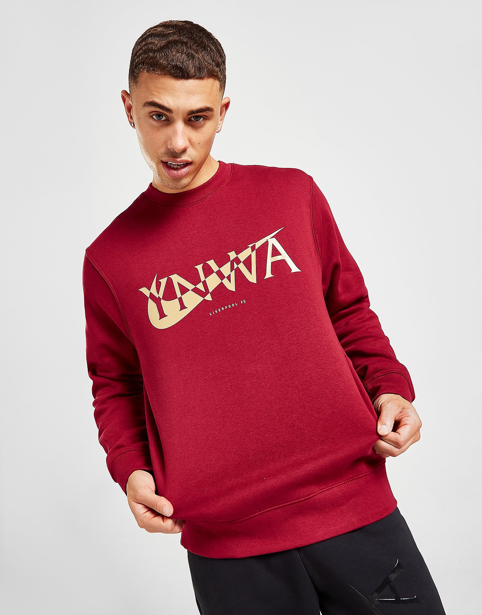 Nike Liverpool FC Fleece Crew Sweatshirt - Team Red/Fossil - Mens, Team Red/Fossil