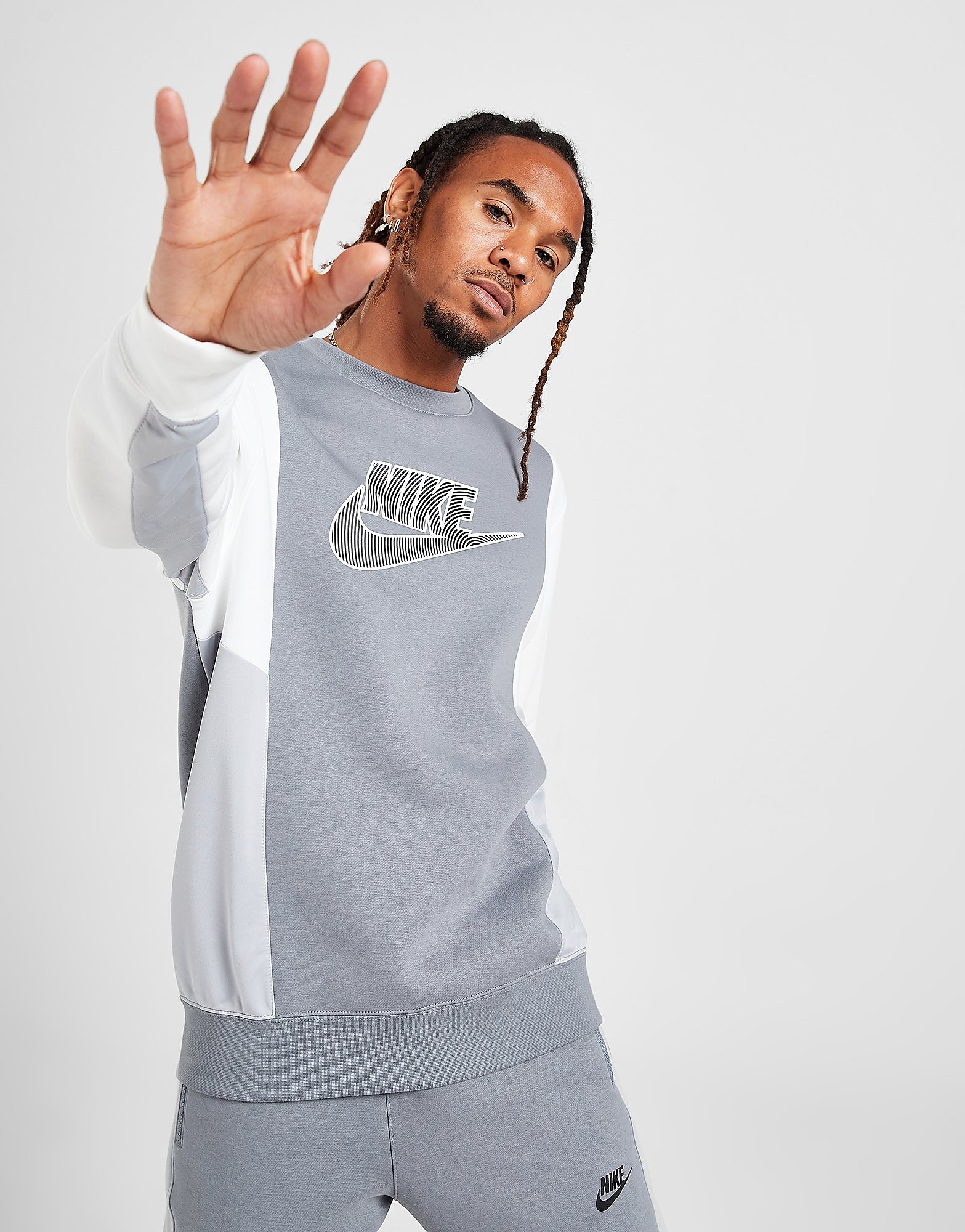 

Nike Hybrid Crew Sweatshirt - Cool Grey/White/Wolf Grey - Mens, Cool Grey/White/Wolf Grey