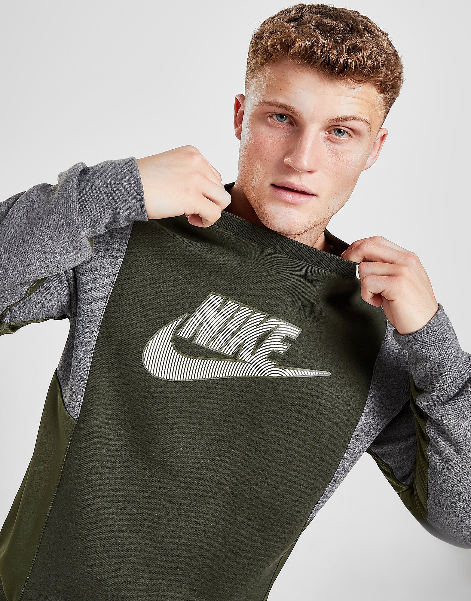 

Nike Hybrid Crew Sweatshirt - Sequoia/Charcoal Heather/Cargo Khaki/Grey - Mens, Sequoia/Charcoal Heather/Cargo Khaki/Grey