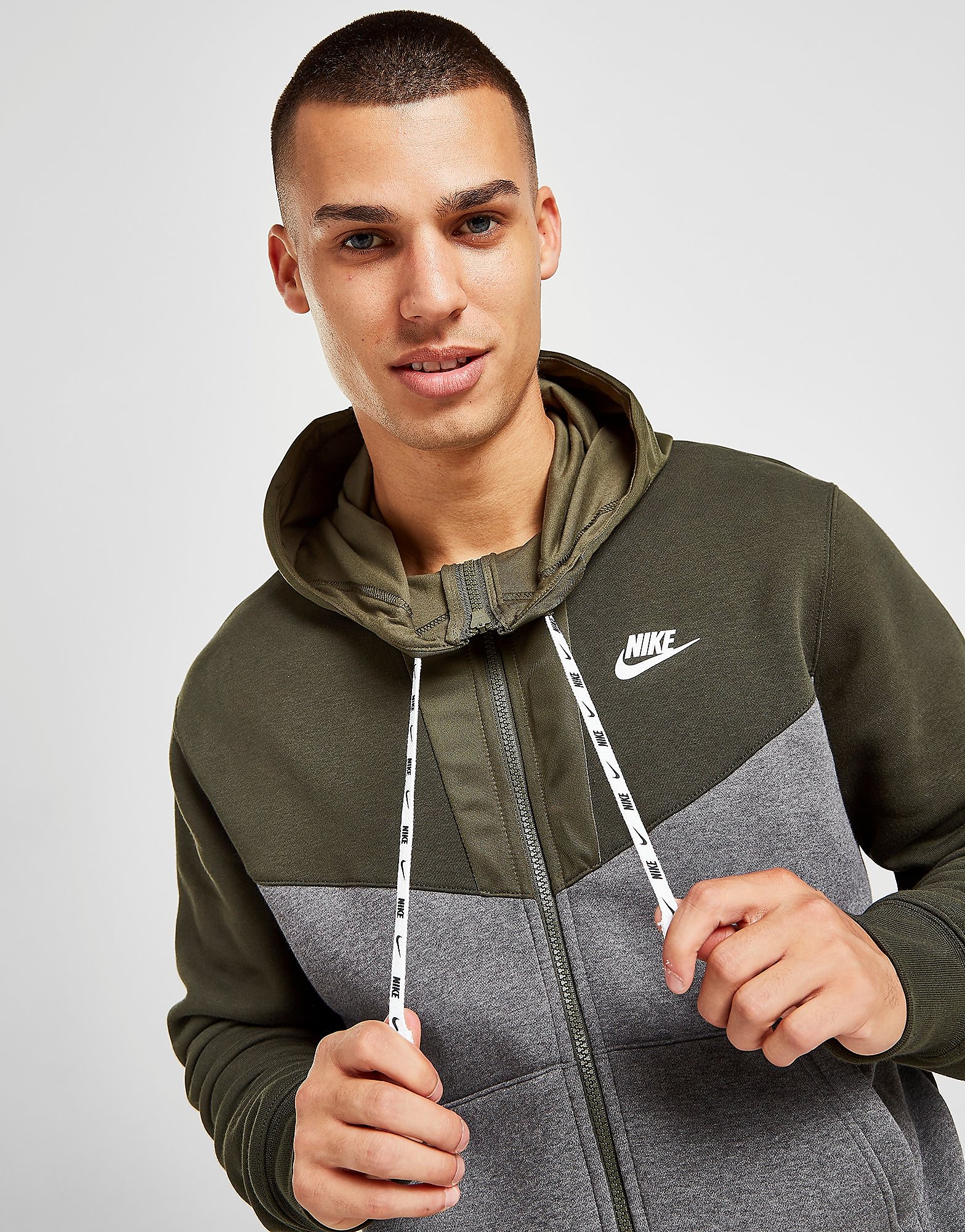 

Nike Hybrid Full Zip Hoodie - Sequoia/Charcoal Heather/Cargo Khaki/White - Mens, Sequoia/Charcoal Heather/Cargo Khaki/White