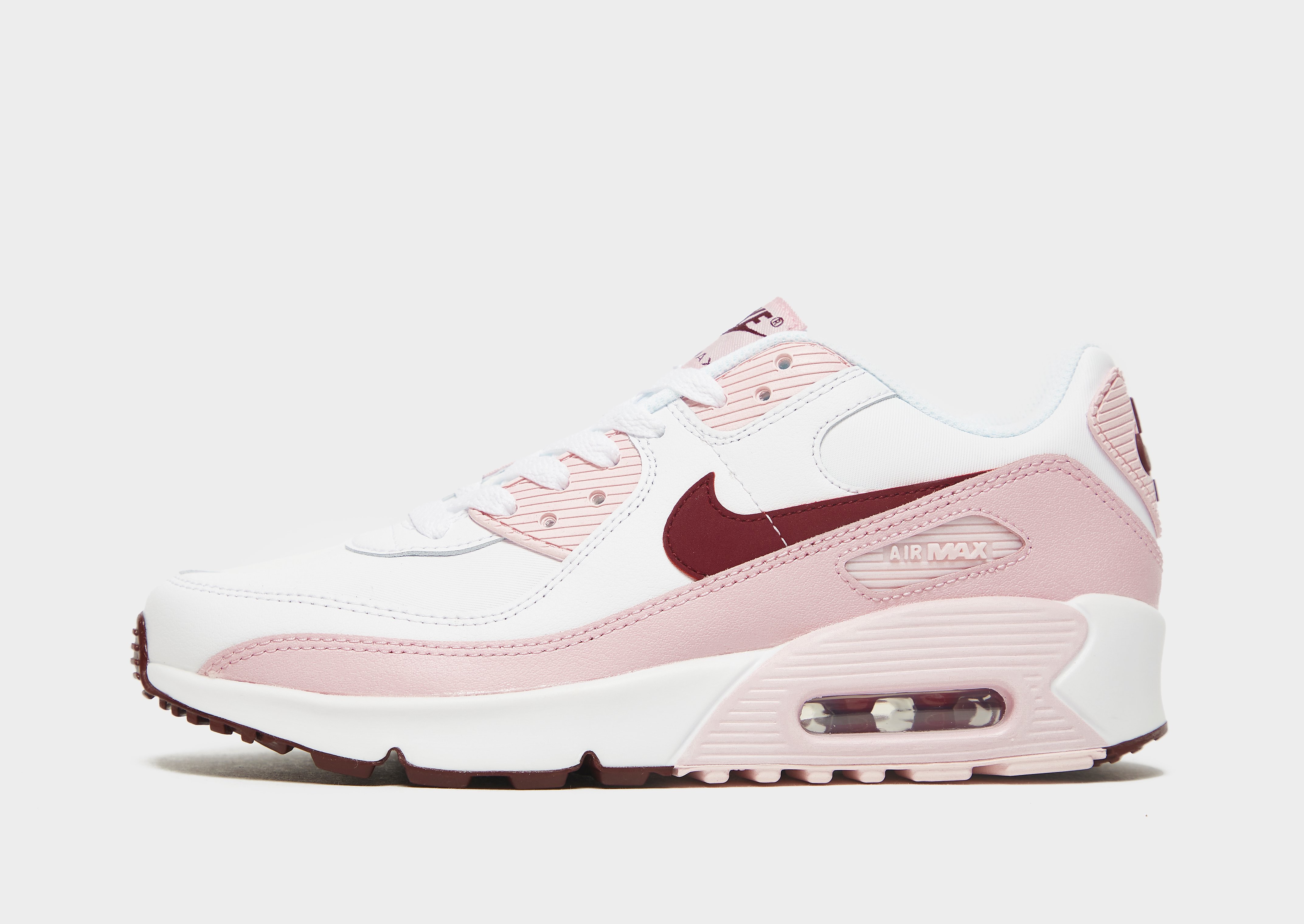 

Nike Air Max 90 Leather Junior - White/Pink Foam/Dark Beetroot/Pink - Kids, White/Pink Foam/Dark Beetroot/Pink
