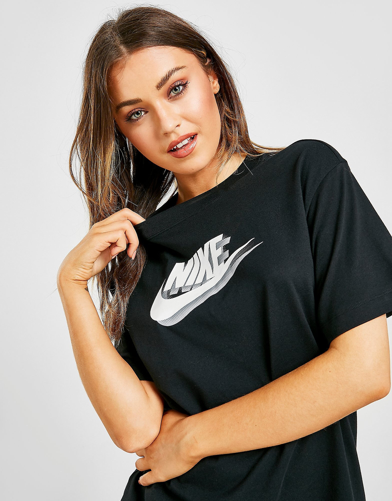

Nike Double Futura Boyfriend T-Shirt - Only at JD - Black - Womens, Black