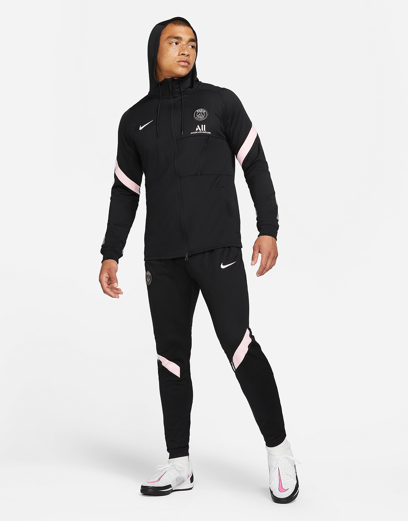Nike Paris Saint Germain Strike Hooded Tracksuit - Black/Black/Arctic Punch/Arctic Punch - Mens, Black/Black/Arctic Punch/Arctic Punch