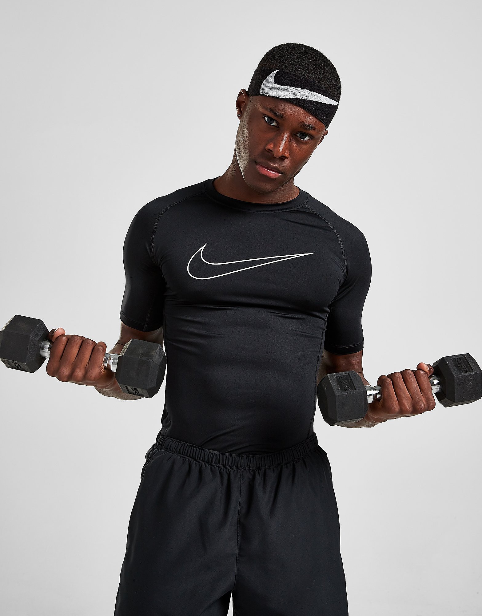 

Nike Pro T-Shirt - Black/White - Mens, Black/White