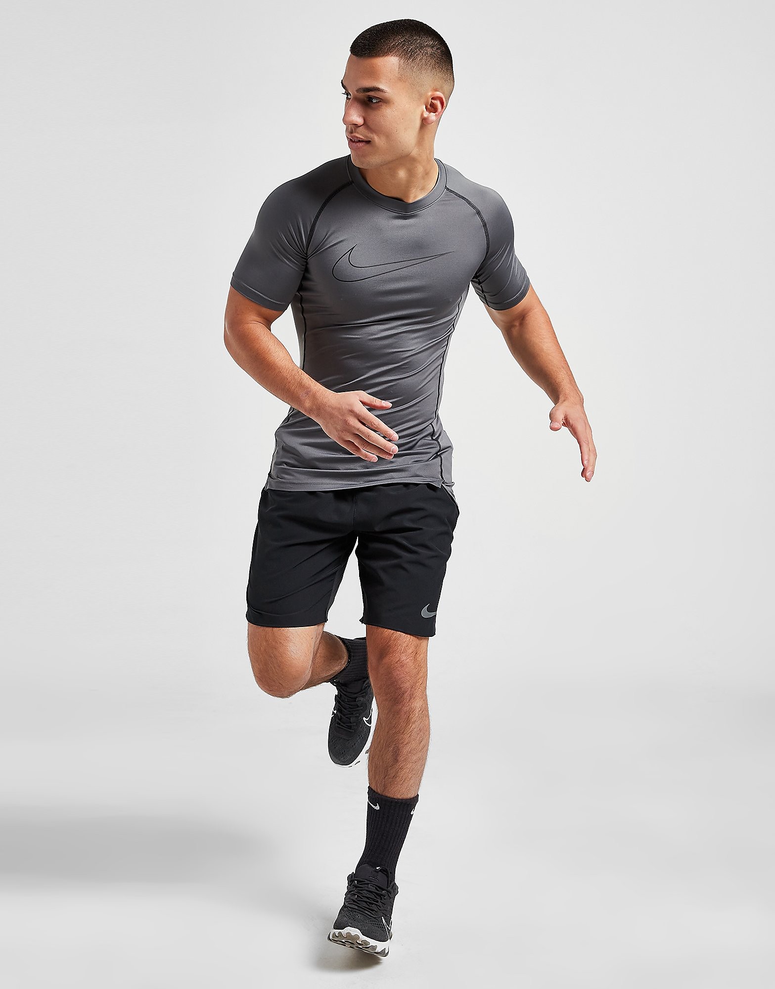 

Nike Pro T-Shirt - Iron Grey/Black/Black - Mens, Iron Grey/Black/Black