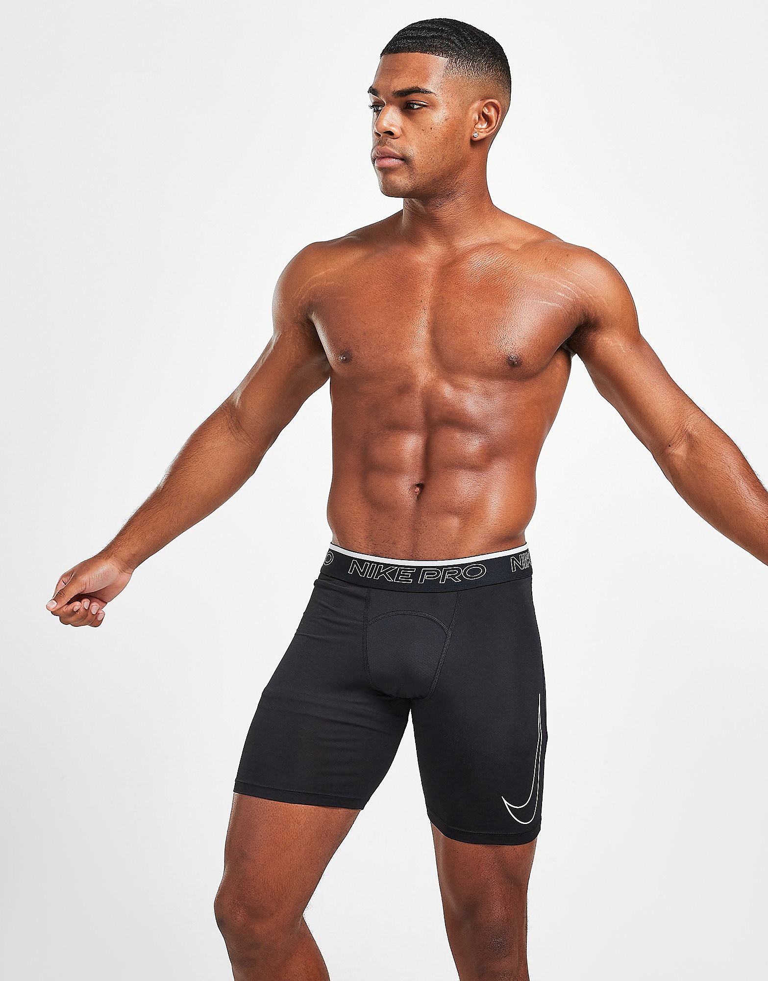 

Nike Pro Long Shorts - Black/White - Mens, Black/White