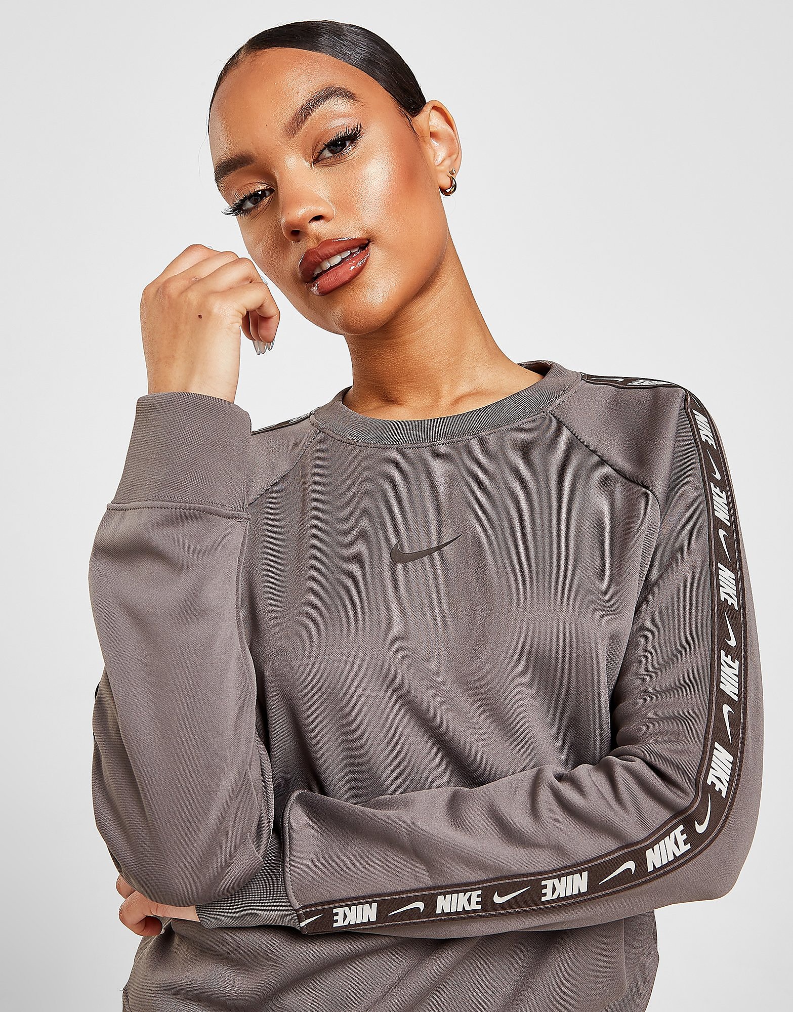 

Nike Poly Knit Tape Crew Neck Sweatshirt - Cave Stone - Womens, Cave Stone