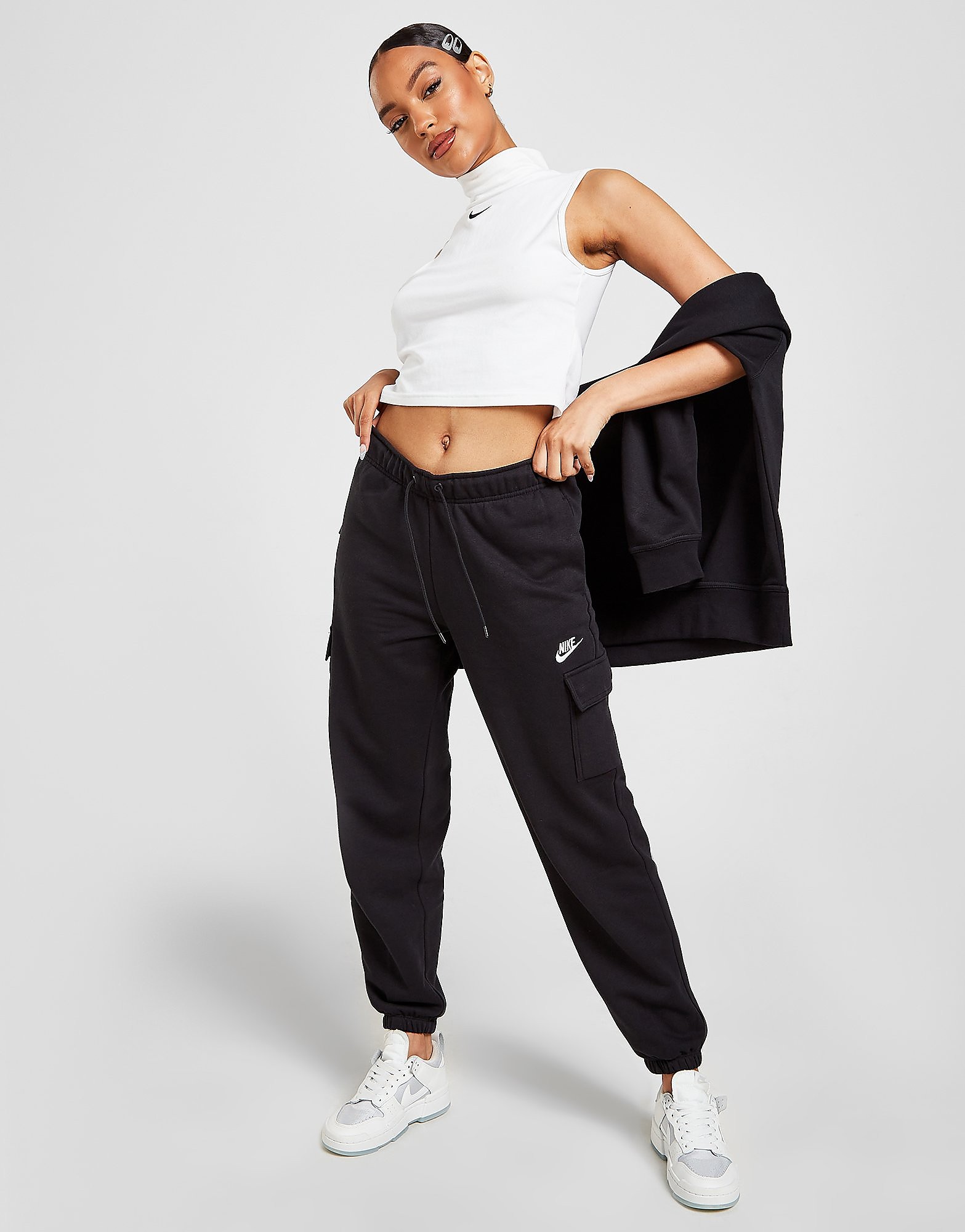 

Nike Essential Cargo Joggers - Black/White - Womens, Black/White
