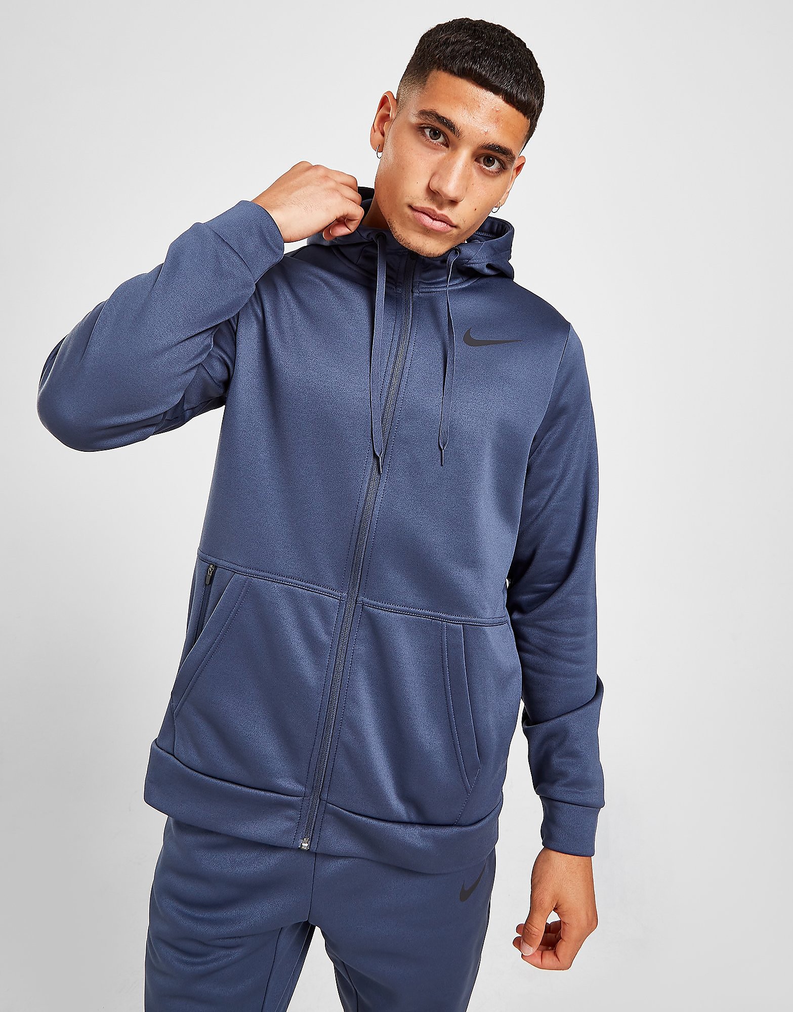 Nike Therma Full Zip Hoodie - Thunder Blue/Black - Mens, Thunder Blue/Black