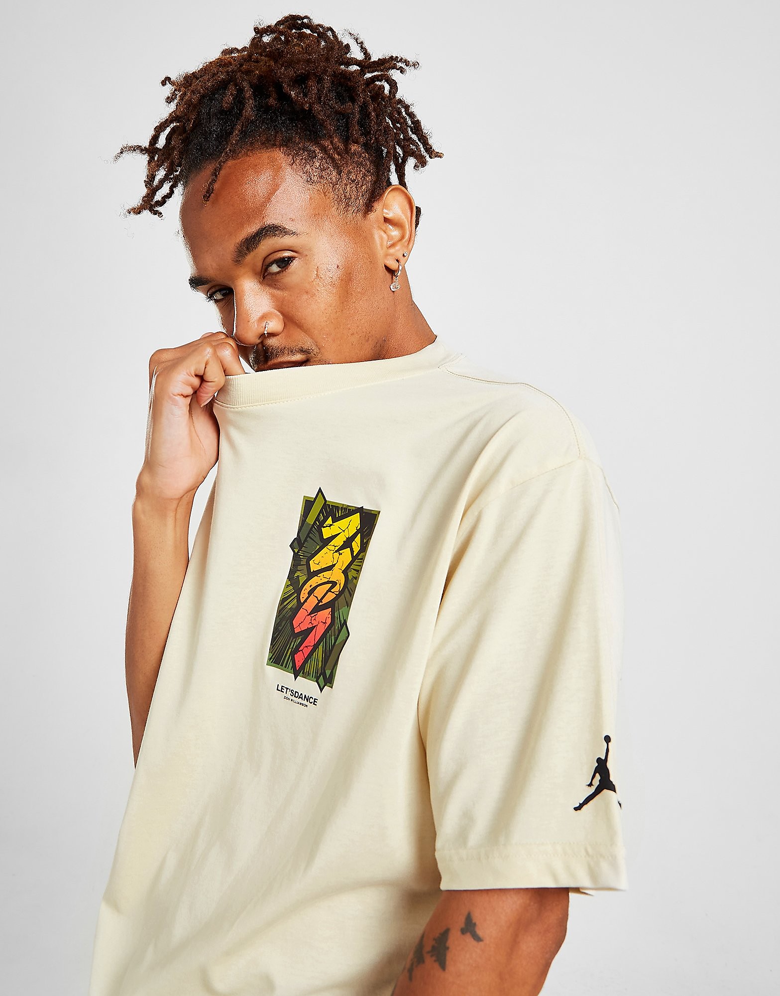 

Jordan Zion T-Shirt - Beach/Black - Mens, Beach/Black