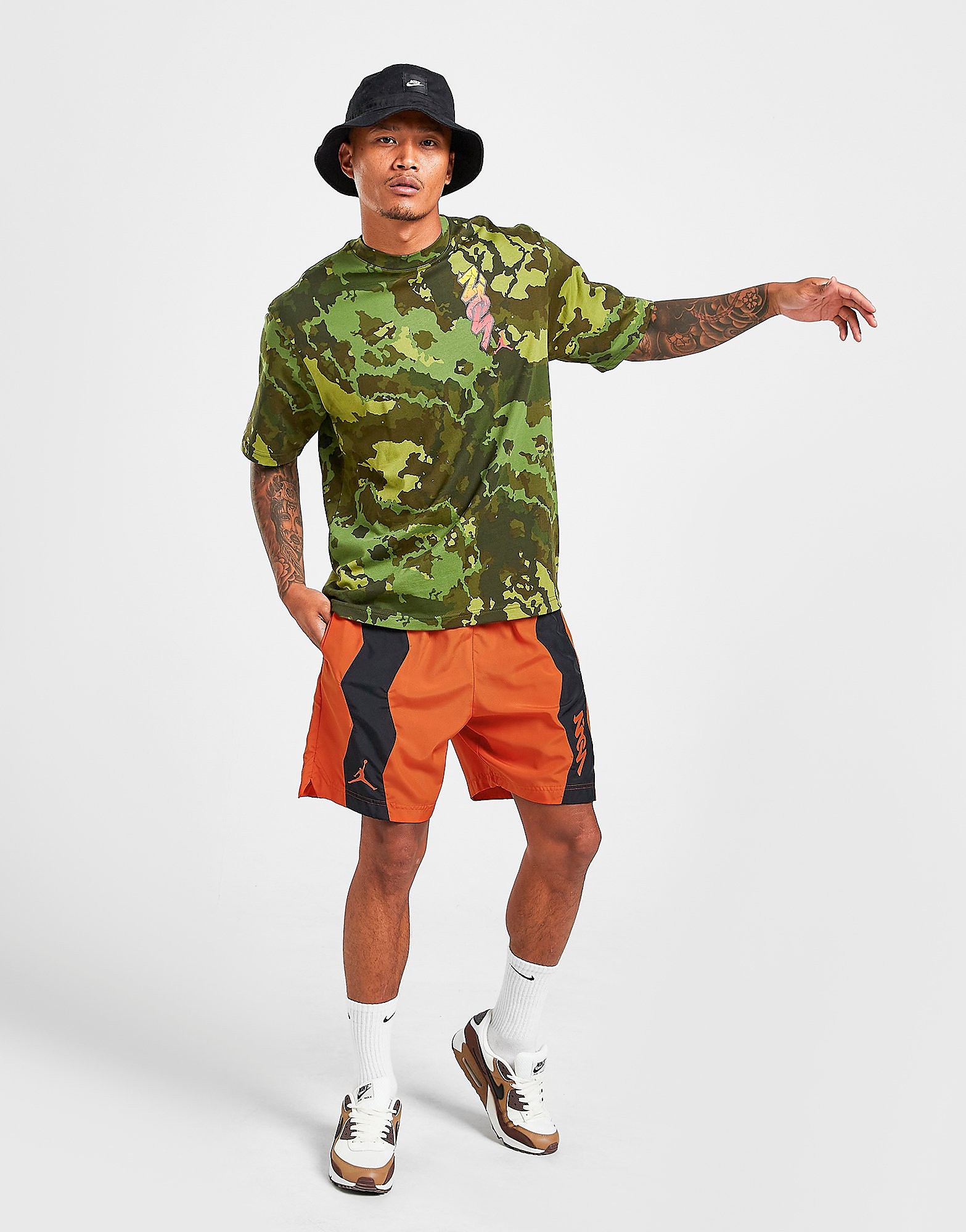 Jordan Zion Woven Shorts - Campfire Orange/Black/White/Campfire Orange - Mens, Campfire Orange/Black/White/Campfire Orange