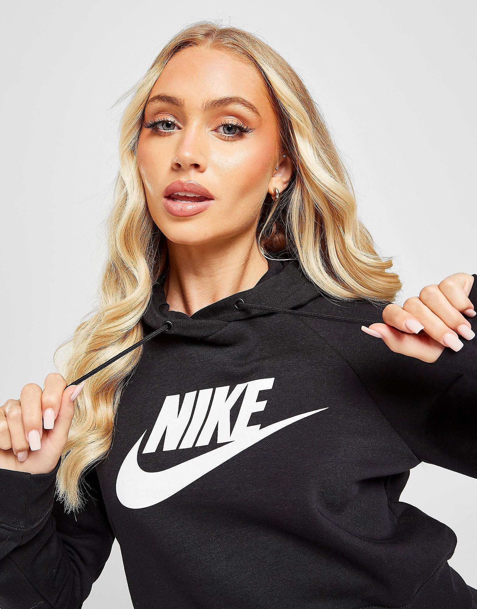 

Nike Essential Cropped Hoodie - Black/White - Womens, Black/White