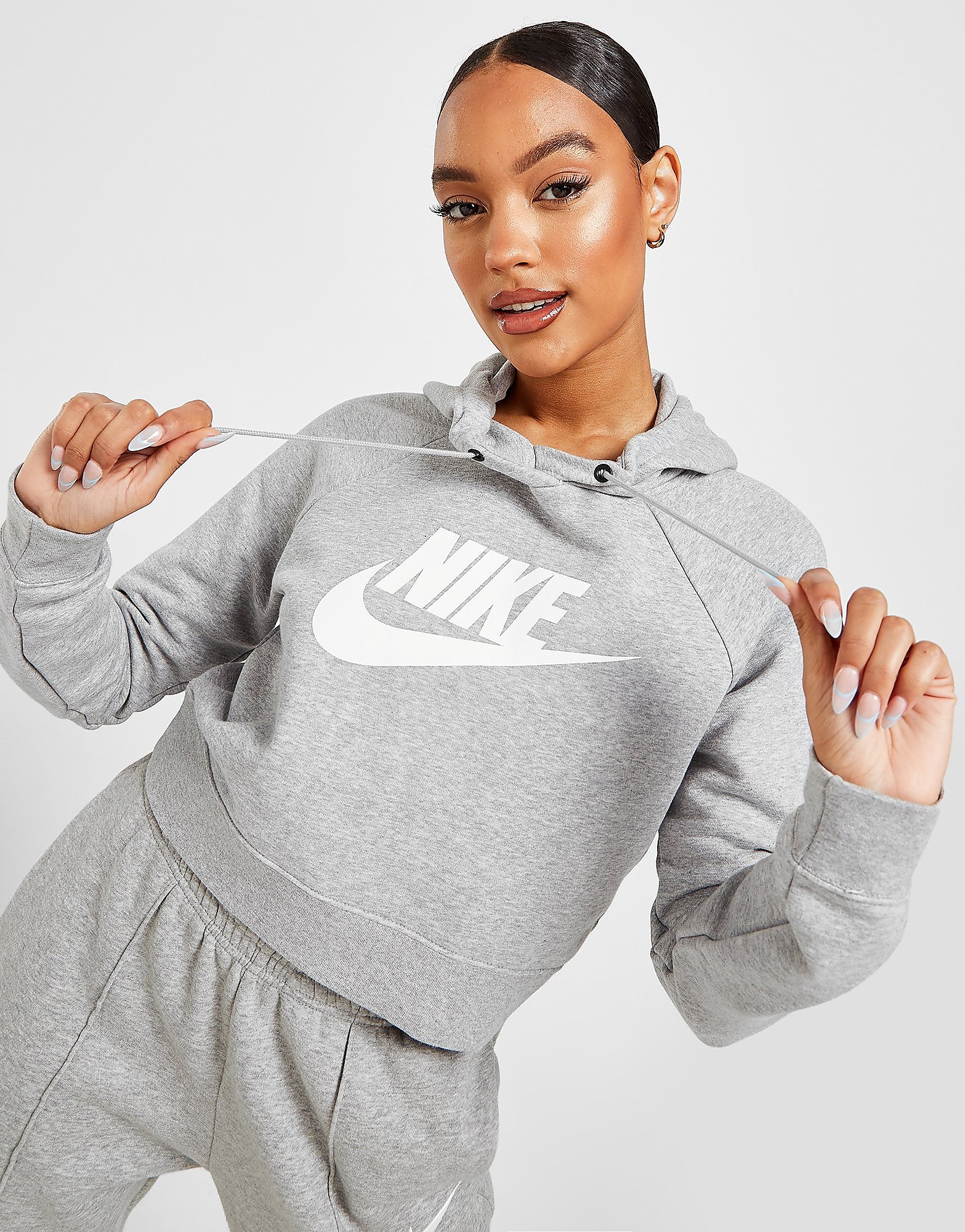 

Nike Essential Cropped Hoodie - Dark Grey/White - Womens, Dark Grey/White
