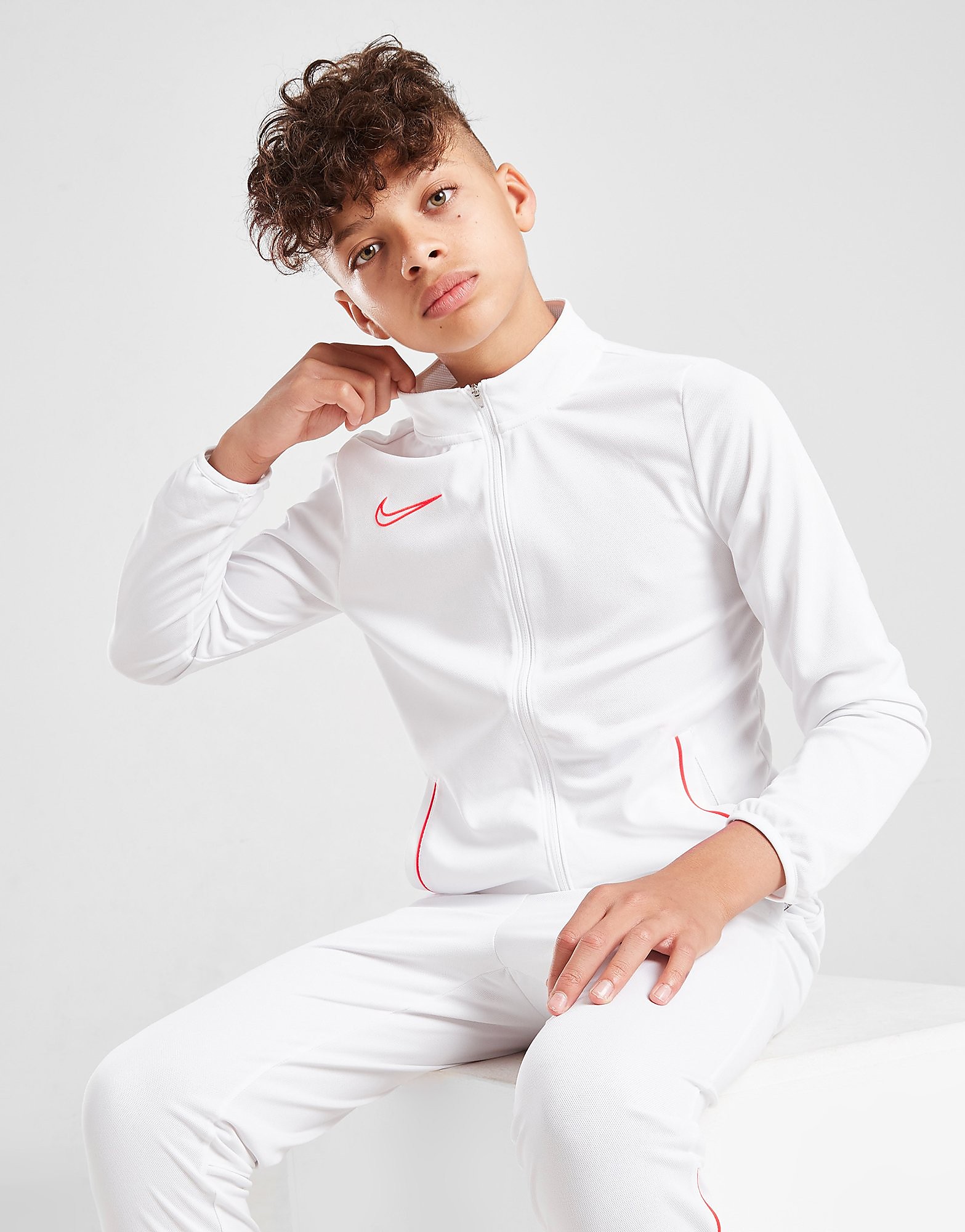 Nike Academy 21 Tracksuit Junior - White/Bright Crimson/Bright Crimson - Kids, White/Bright Crimson/Bright Crimson