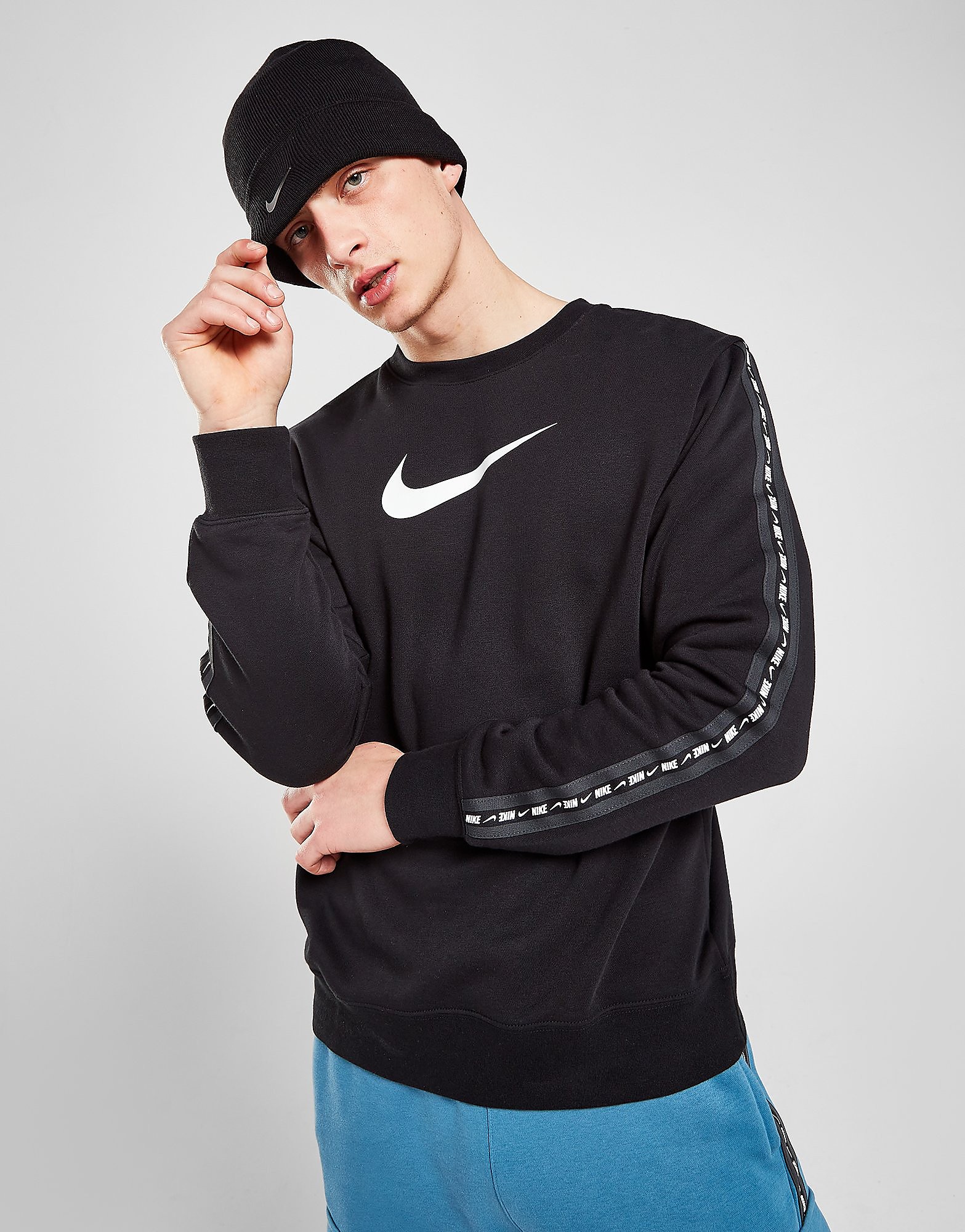 

Nike Tape Sweatshirt - Black/White - Mens, Black/White