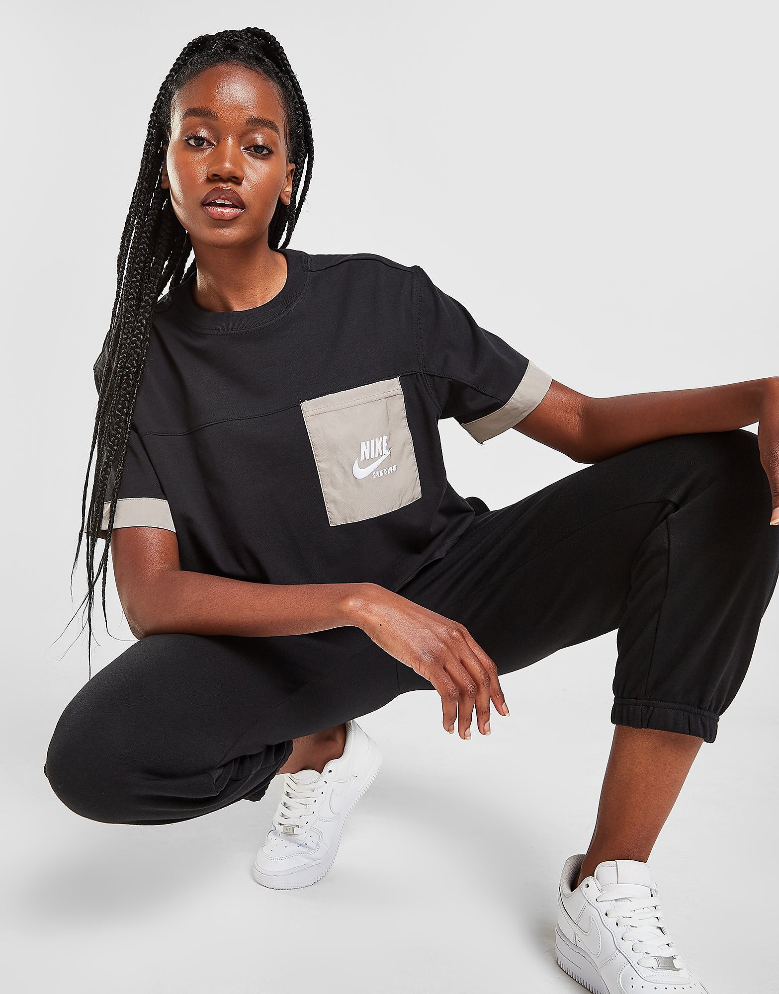 

Nike Heritage Crop T-Shirt - Black/Moon Fossil/White - Womens, Black/Moon Fossil/White