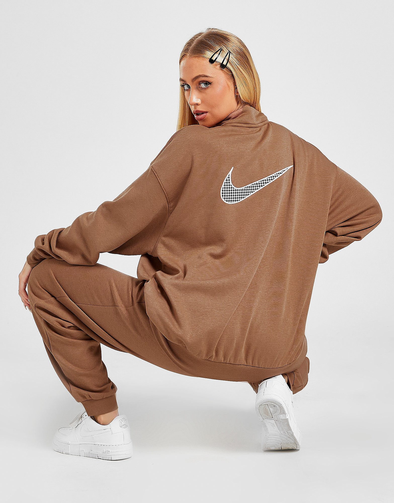 

Nike Icon Clash Fleece 1/2 Zip Sweatshirt - Archaeo Brown/White - Womens, Archaeo Brown/White