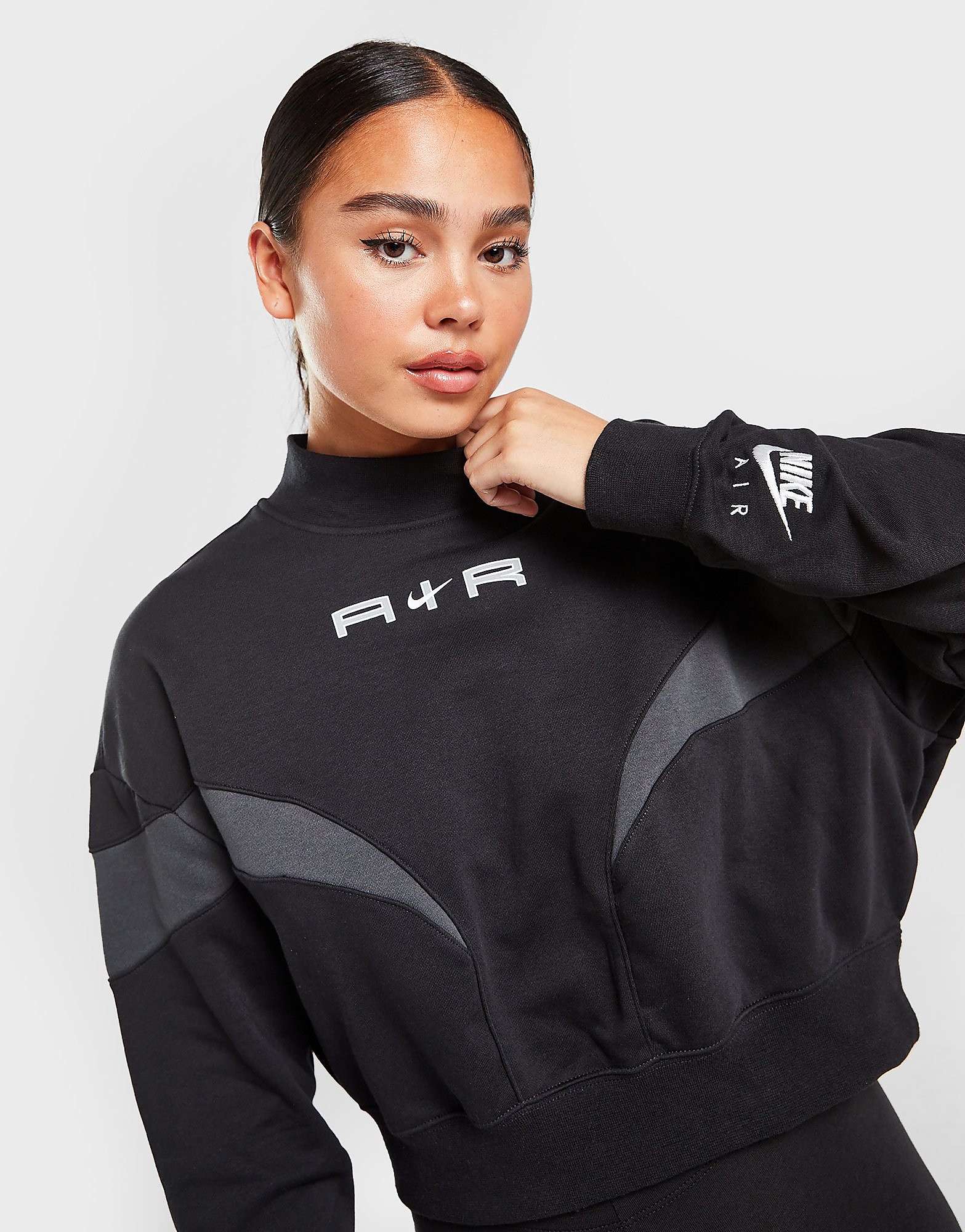 

Nike Air Mock Crew Sweatshirt - Black/Dark Smoke Grey/White - Womens, Black/Dark Smoke Grey/White