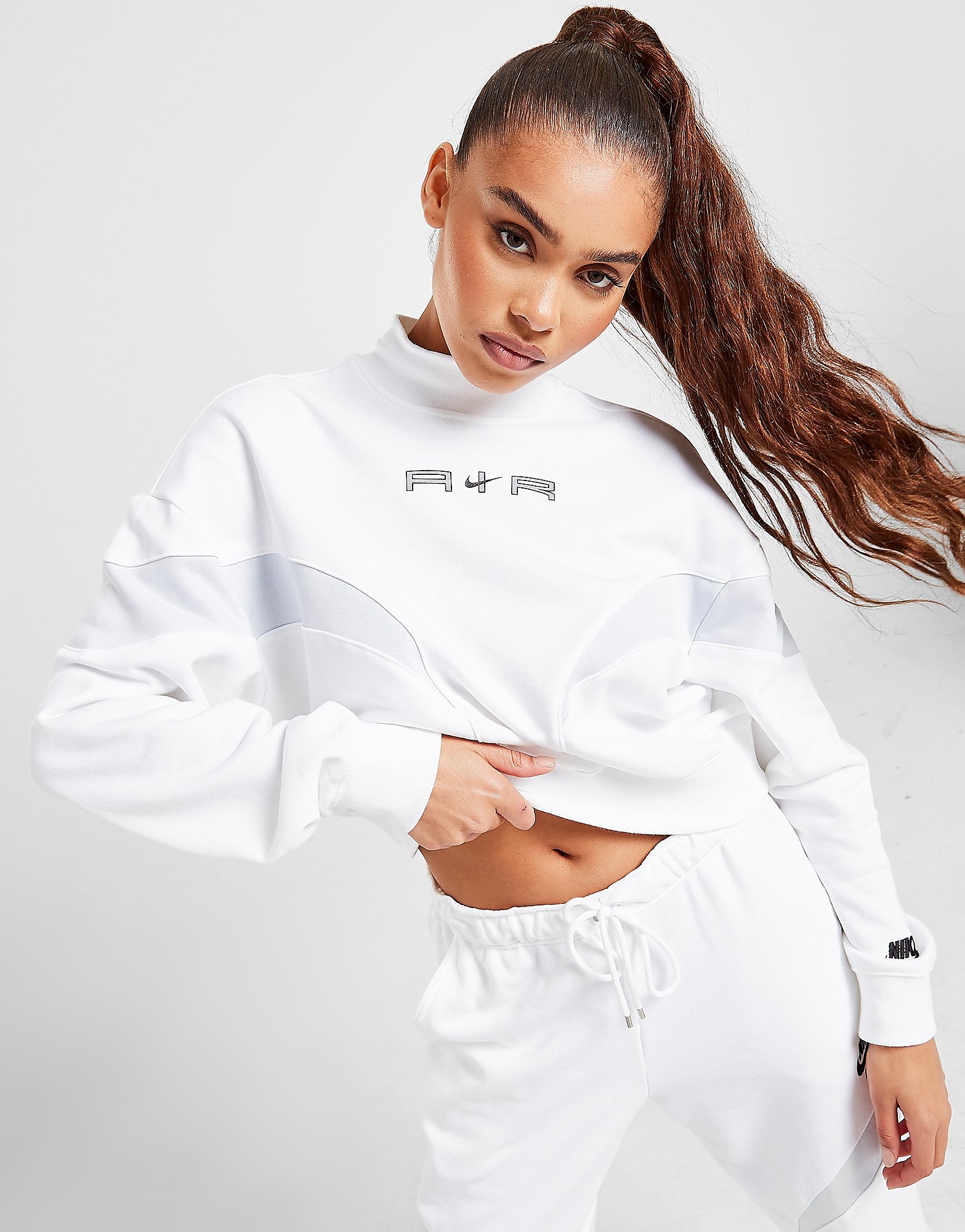 

Nike Air Mock Crew Sweatshirt - White/Pure Platinum/Black - Womens, White/Pure Platinum/Black