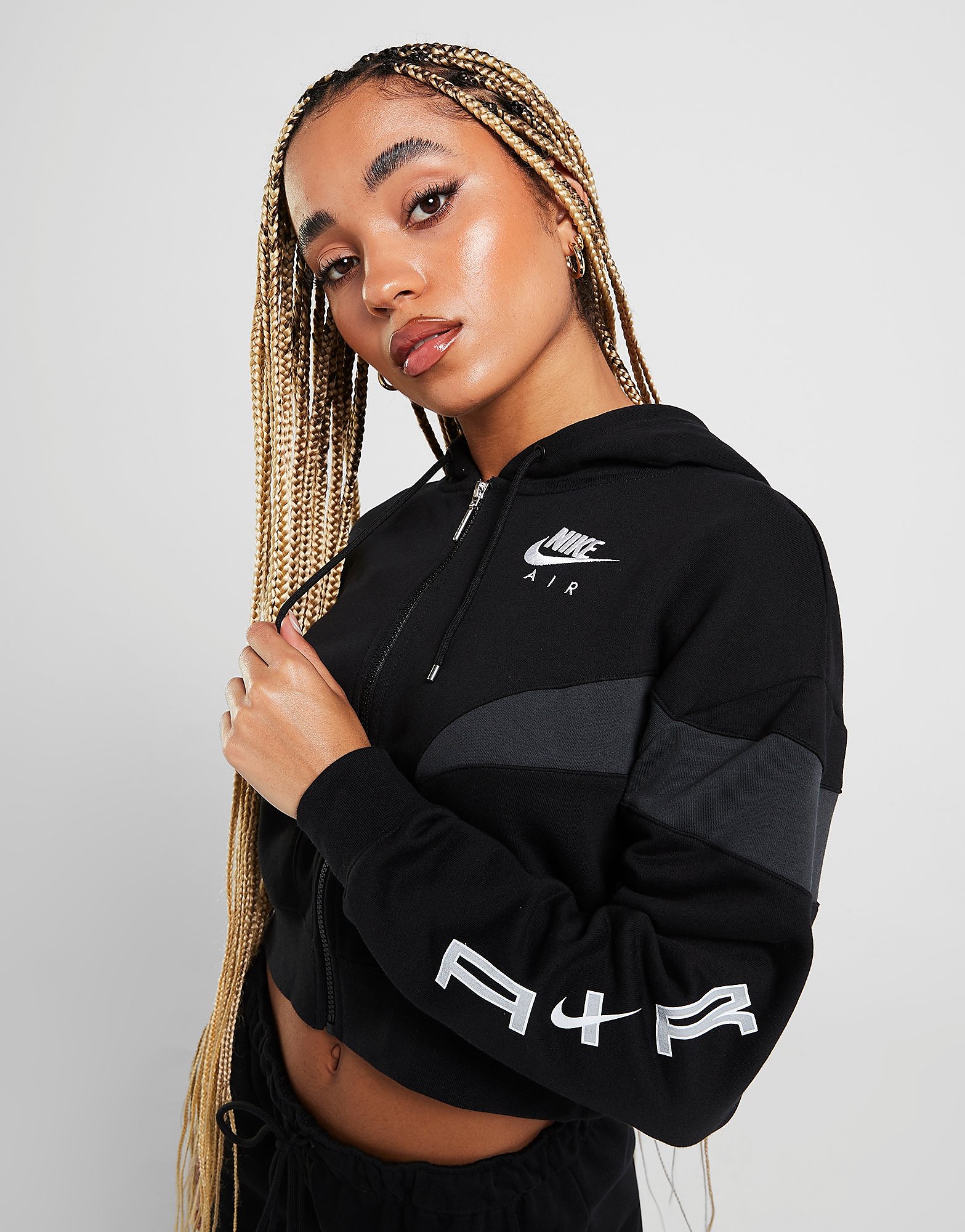 

Nike Air Full Zip Crop Hoodie - Black/Dark Smoke Grey/White - Womens, Black/Dark Smoke Grey/White