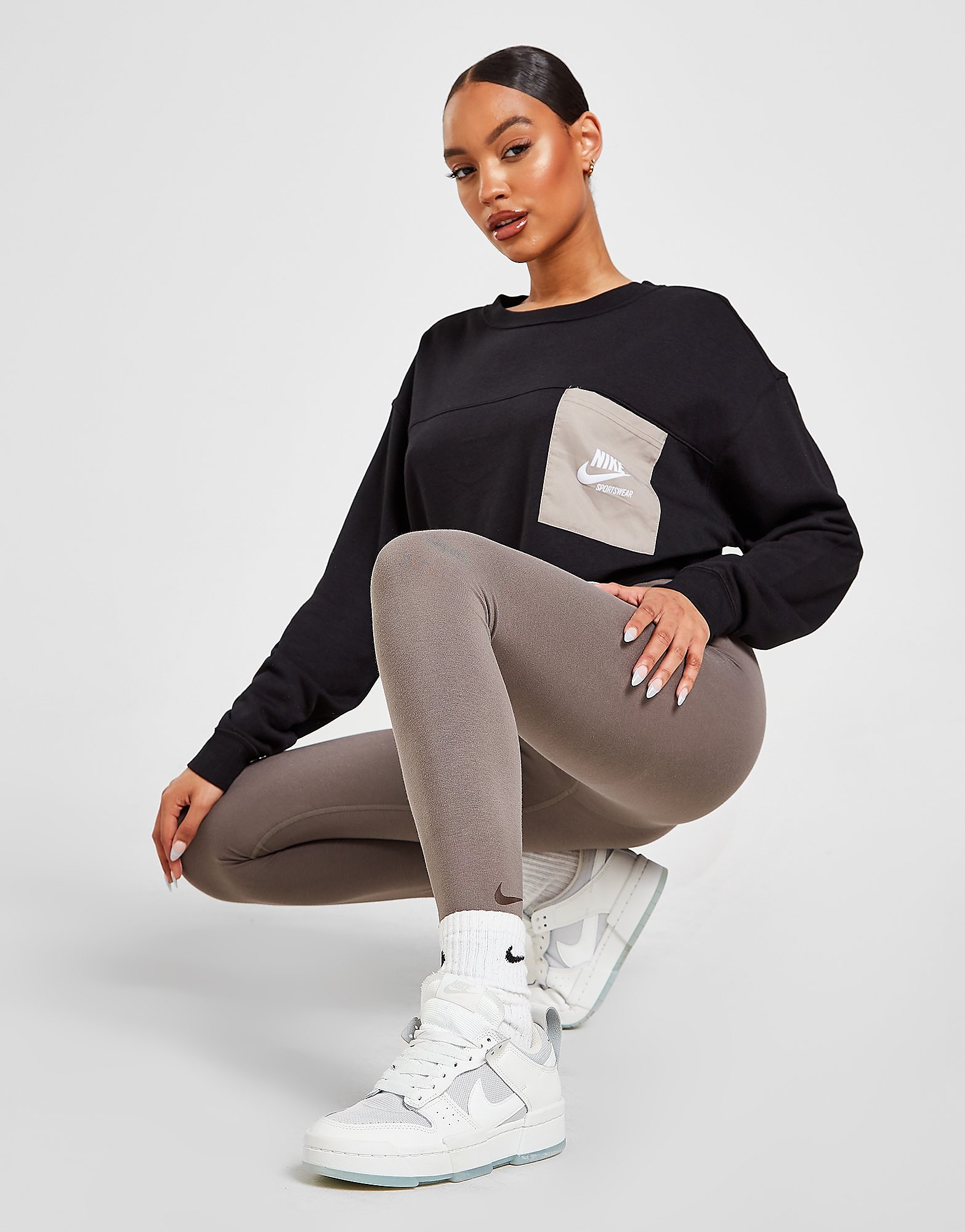 

Nike High-Waist Swoosh Leggings - Cave Stone - Womens, Cave Stone