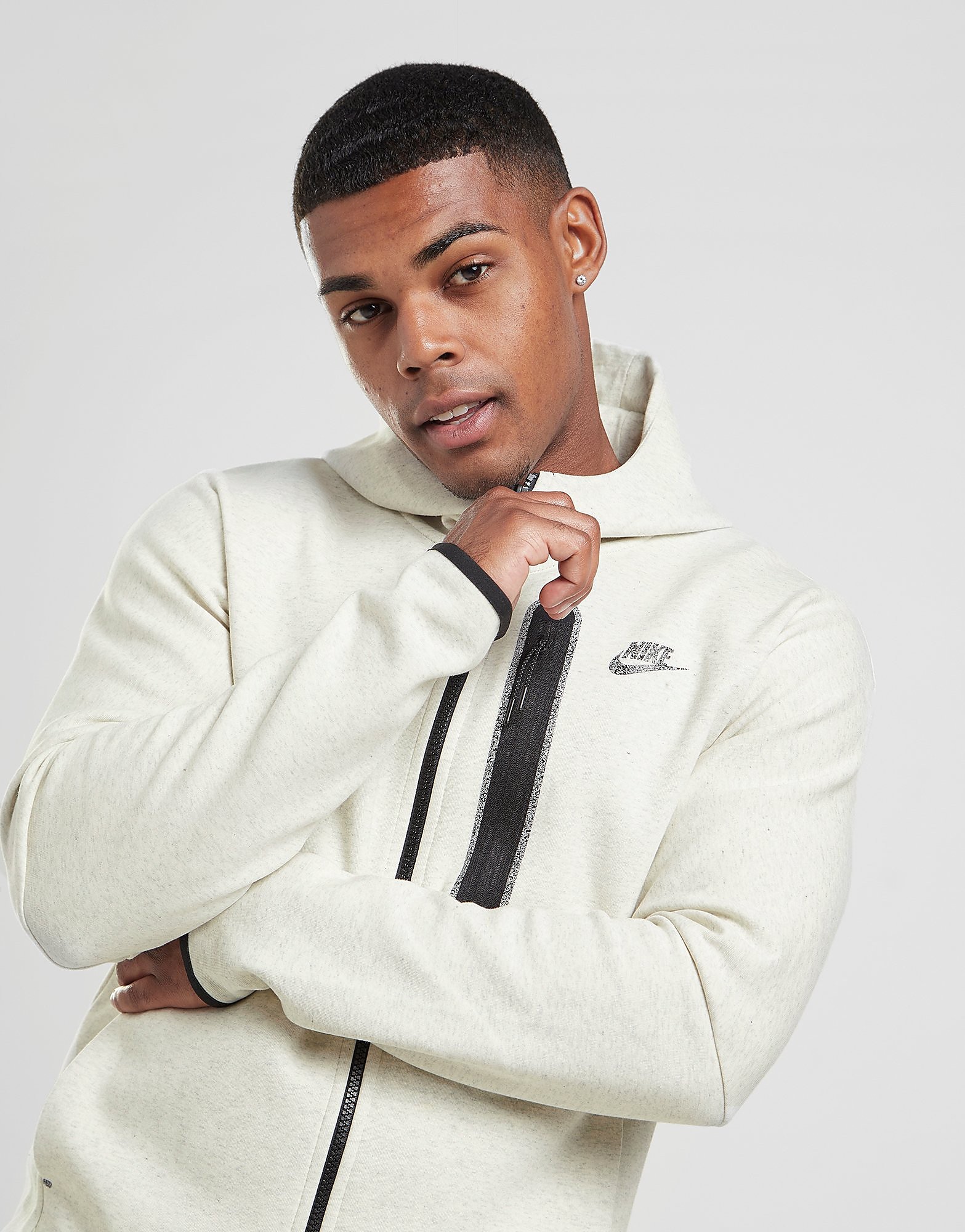 

Nike Tech Full-Zip Fleece Hoodie - White/Heather - Mens, White/Heather