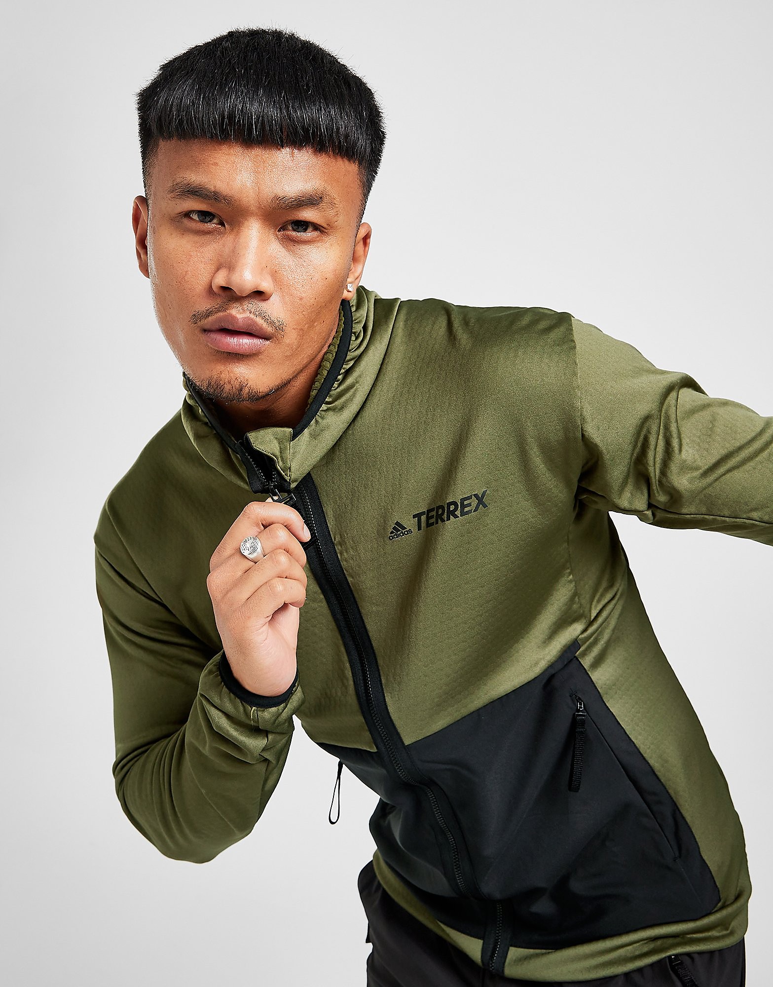 

adidas Terrex Tech Flooce Light Hooded Jacket - Focus Olive / Black - Mens, Focus Olive / Black
