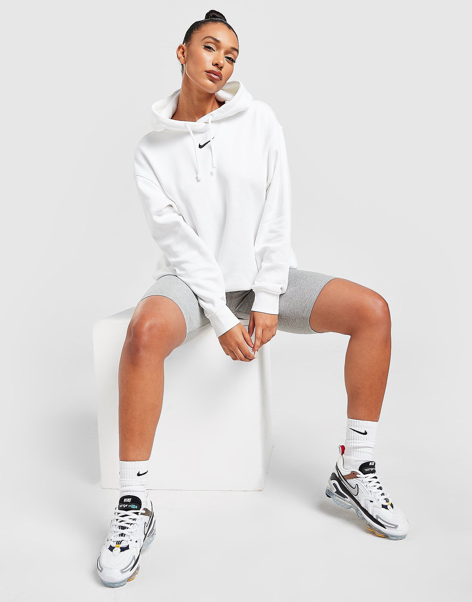 

Nike Sportswear Oversized Fleece Hoodie - White/Black - Womens, White/Black