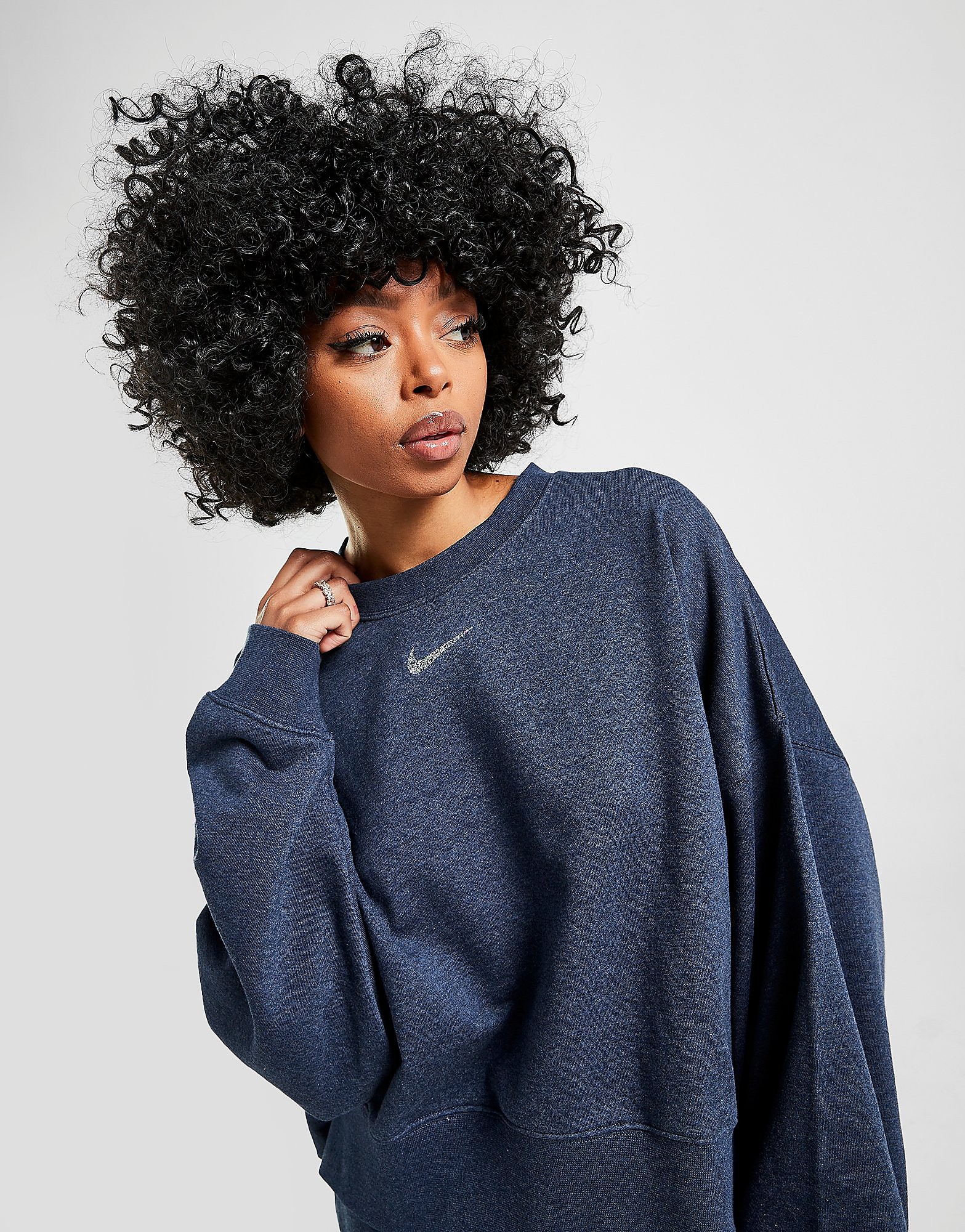 

Nike Sportswear Essentials Oversized Fleece Crew - Deep Royal Blue/Heather/White - Womens, Deep Royal Blue/Heather/White
