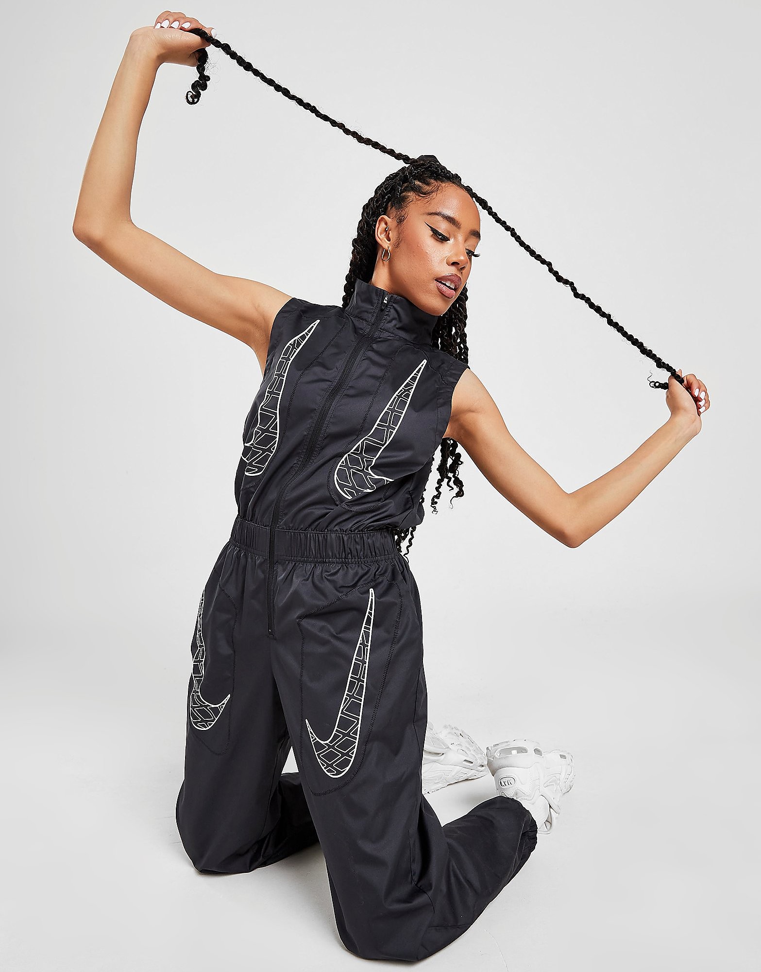 

Nike Essential Long Sleeve Mock Top - White/Black - Womens, White/Black