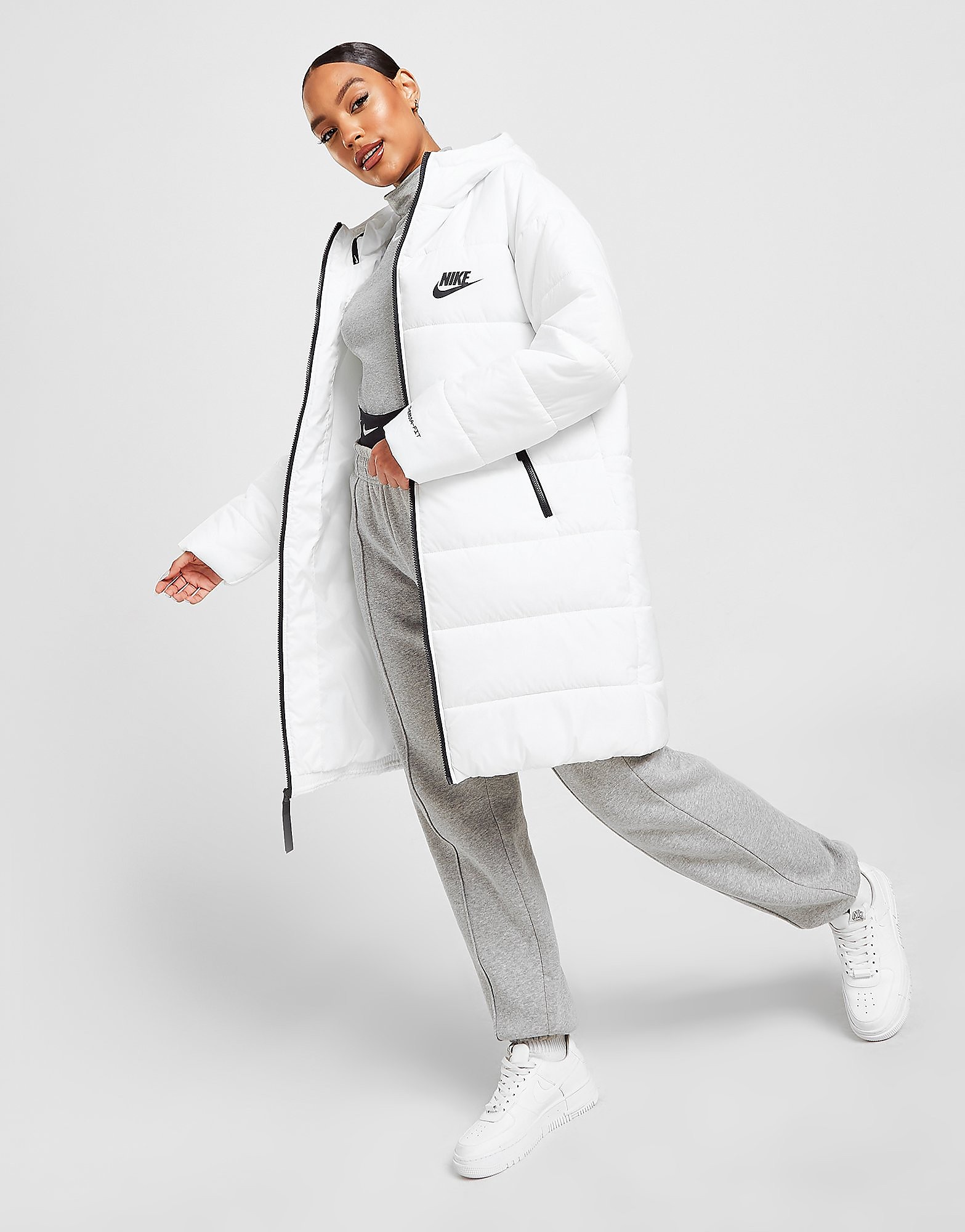 

Nike Core Swoosh Parka - White/Black/Black - Womens, White/Black/Black