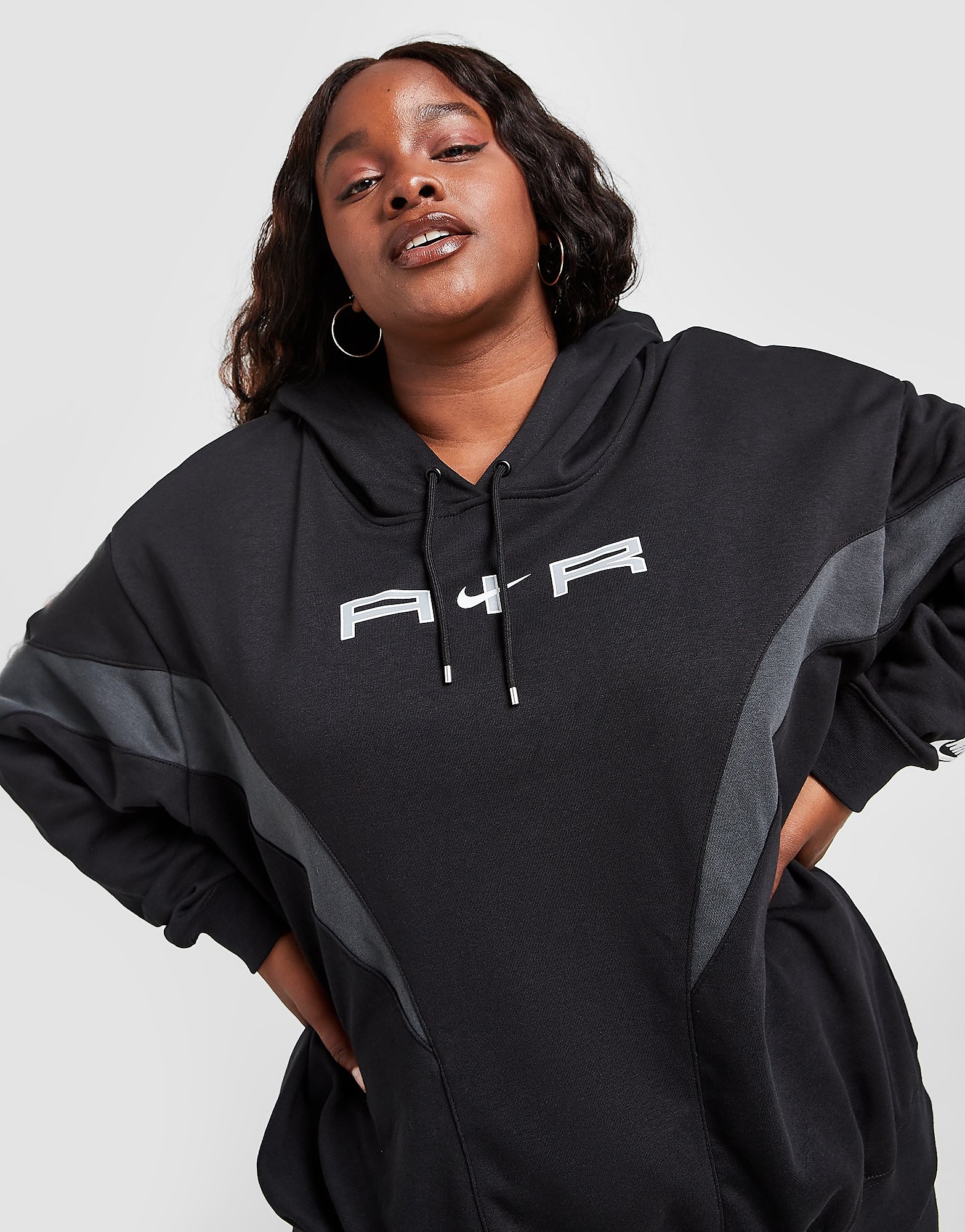 Nike Plus Size Nike Air Overhead Hoodie - Black/Dark Smoke Grey/White - Womens, Black/Dark Smoke Grey/White