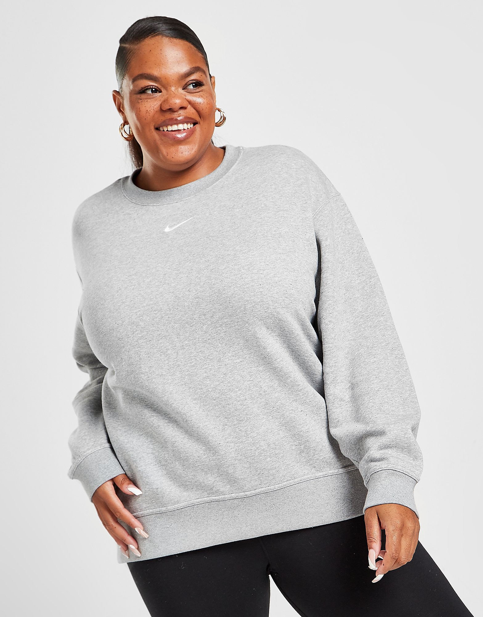 

Nike Trend Fleece Plus Size Boyfriend Sweatshirt - Dark Grey/White - Womens, Dark Grey/White