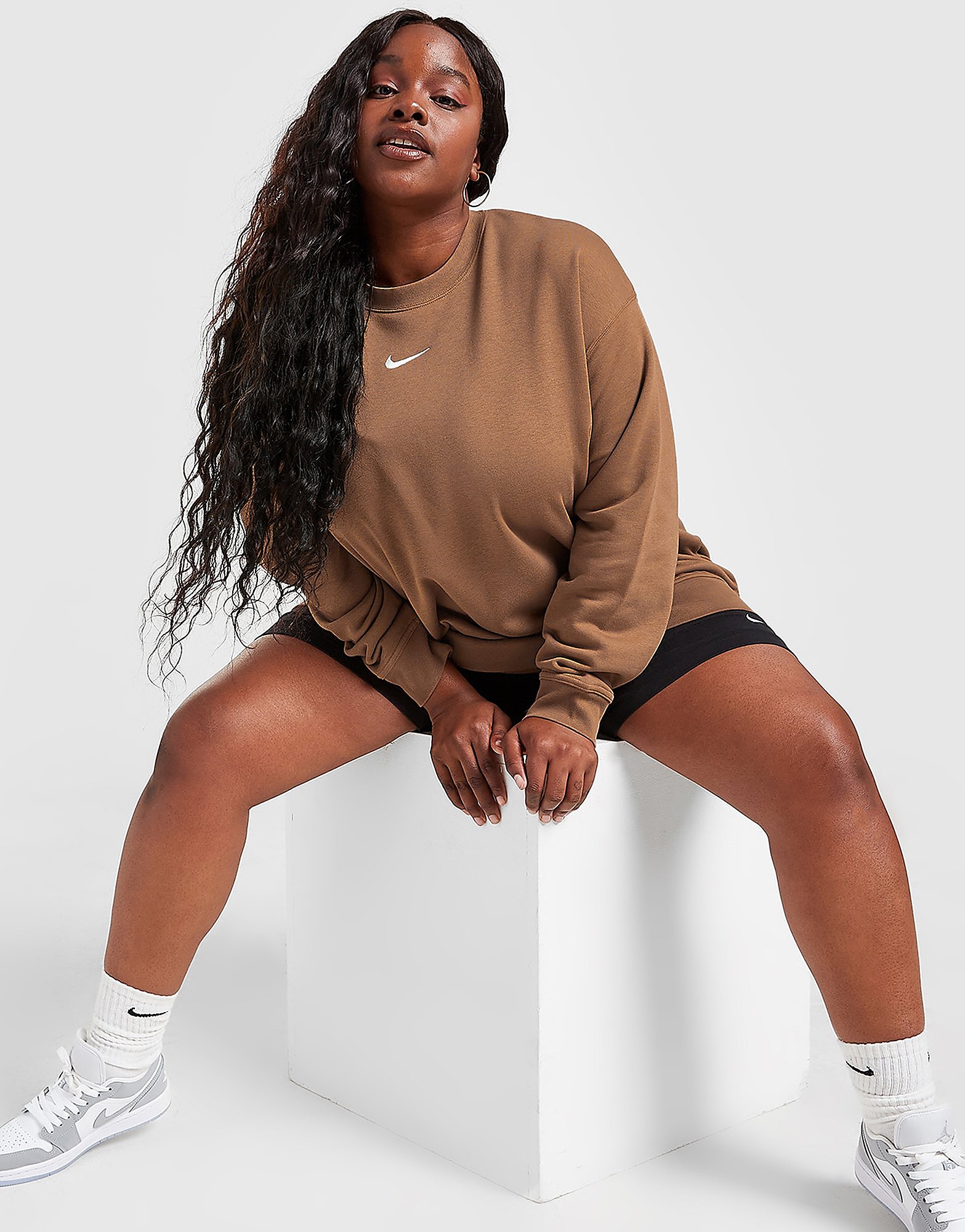 

Nike Trend Fleece Plus Size Boyfriend Sweatshirt - Archaeo Brown/White - Womens, Archaeo Brown/White