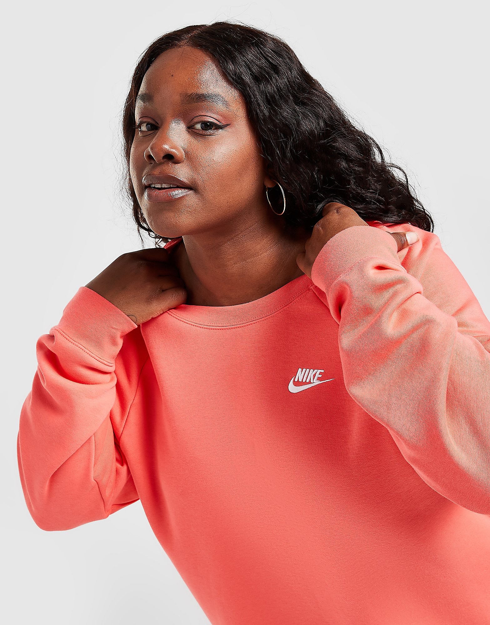 

Nike Essential Plus Size Crew Sweatshirt - Magic Ember/White - Womens, Magic Ember/White