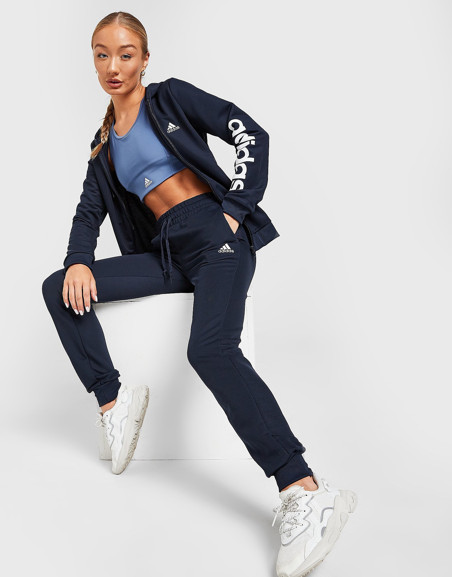 

adidas Linear French Terry Tracksuit - Legend Ink / White - Womens, Legend Ink / White